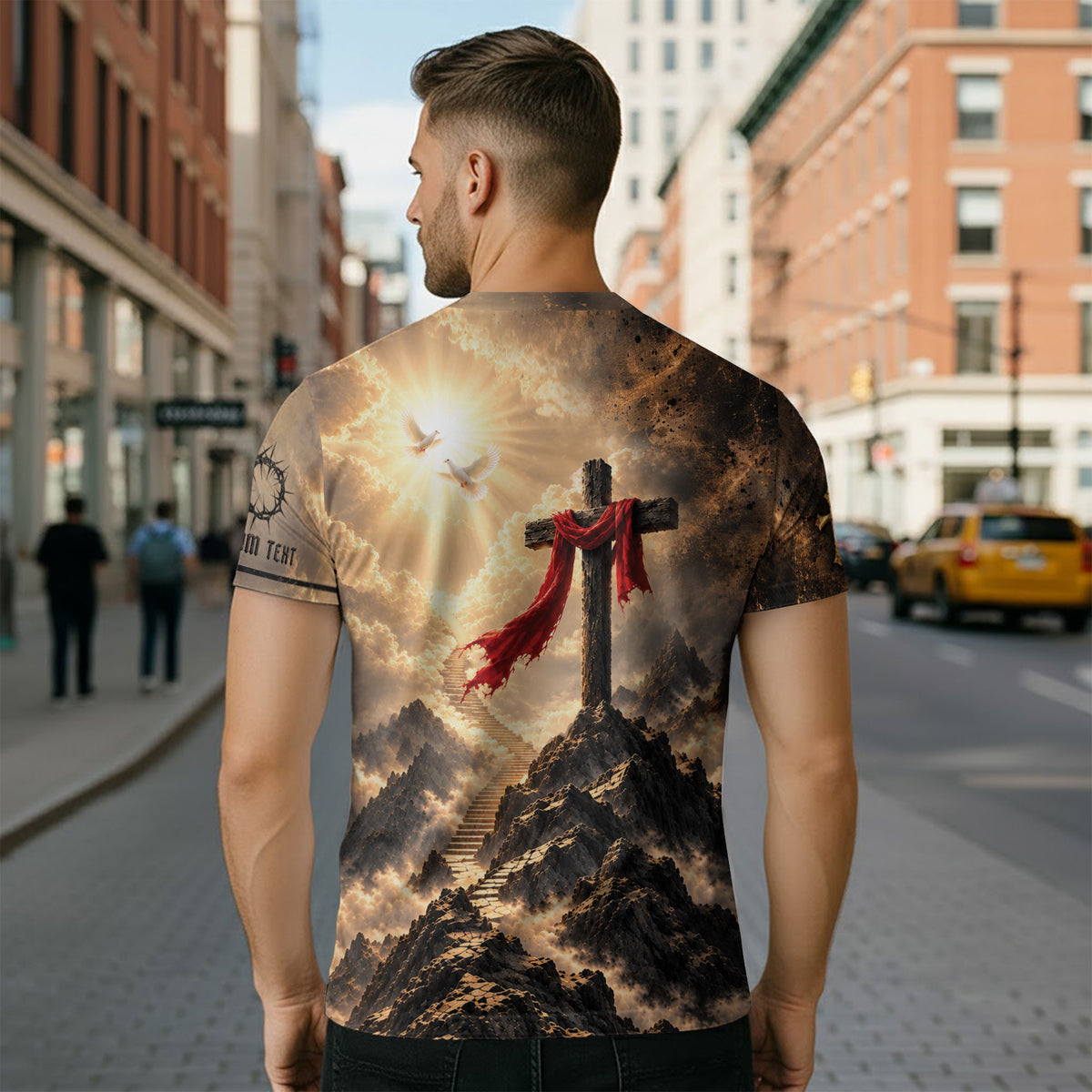 Christian T Shirt Faith Over Fear Lion Cross Personalized Name 3D Graphic Tee Gift - Rust Field Wear