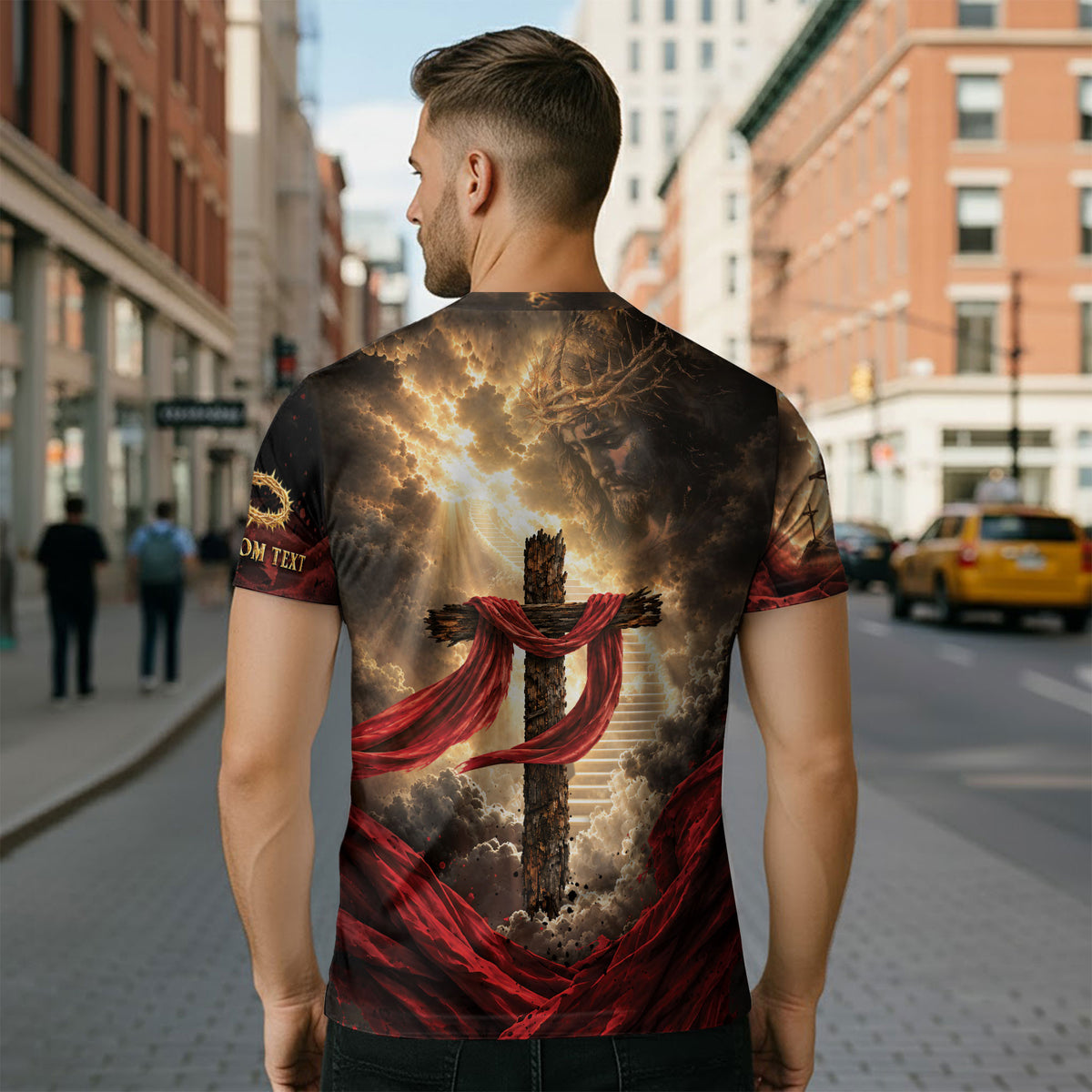 Christian T Shirt Faith Over Fear Jesus Lion Cross Crown Of Thorns Custom Name 3D Tee - Rust Field Wear