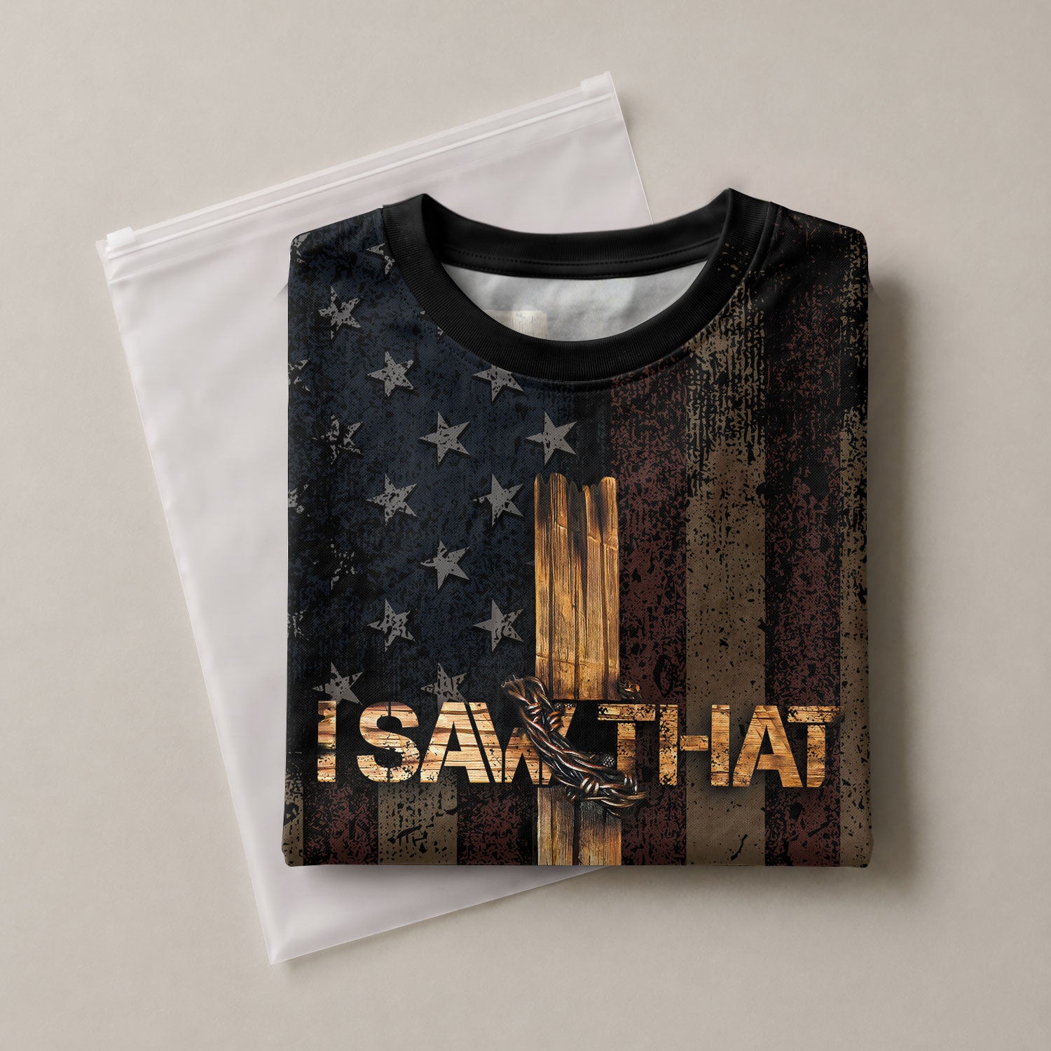 Christian Tee Shirts for Men, RustField Co - I SAW THAT Cross and Crown of Thorns Patriotic, Freedom Shirts - Rust Field Wear