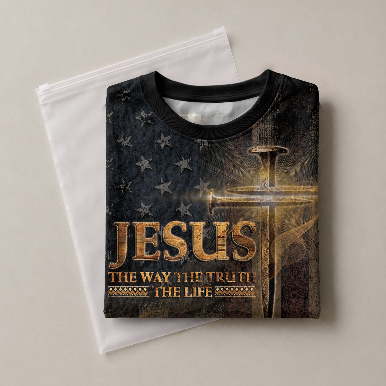 RustField Co Christian Tee Shirts - Jesus Truth and Freedom Lion Flag and Cross Patriotic Wear, Freedom Shirts for Men - Rust Field Wear