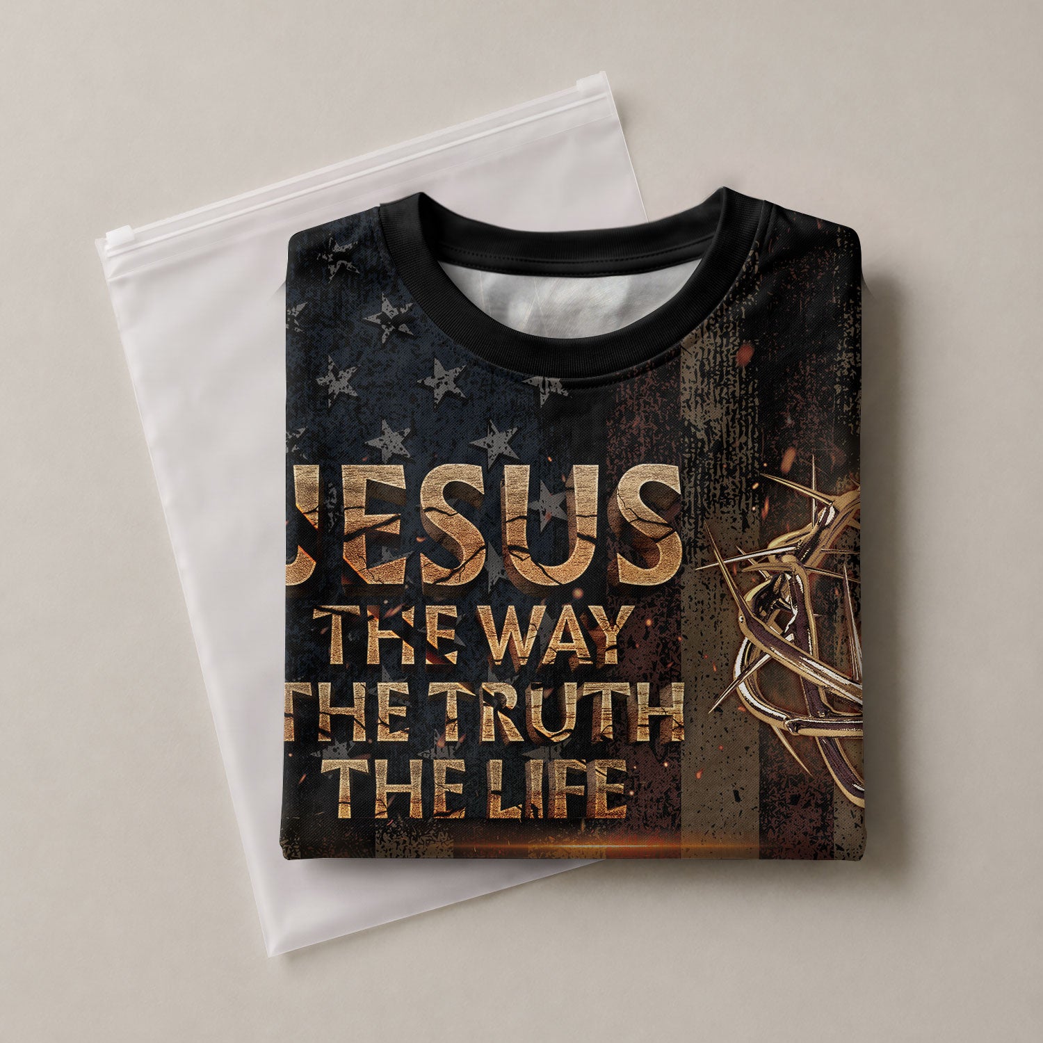 Christian Tee Shirts, Jesus Is the Truth Crown of Thorns and Patriotic Lion Faithwear - Freedom Shirts for Men, RustField Co - Rust Field Wear
