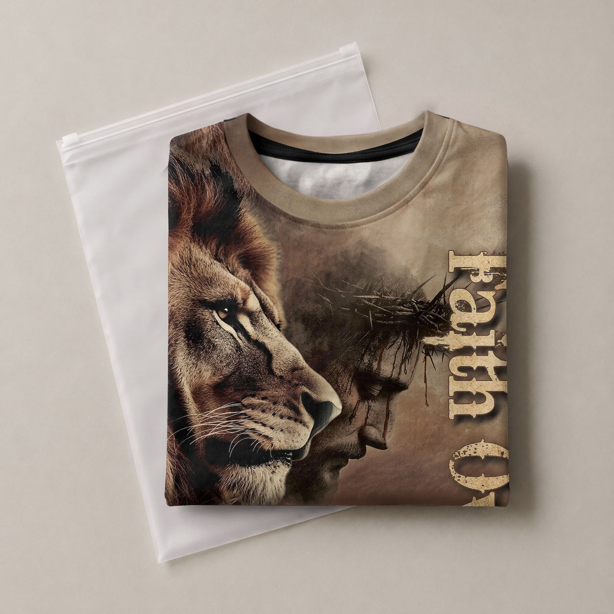 RustField Co Freedom Shirts - Faith Over Fear Jesus Lion and Cross Inspirational, Christian Tee Shirts for Men - Rust Field Wear