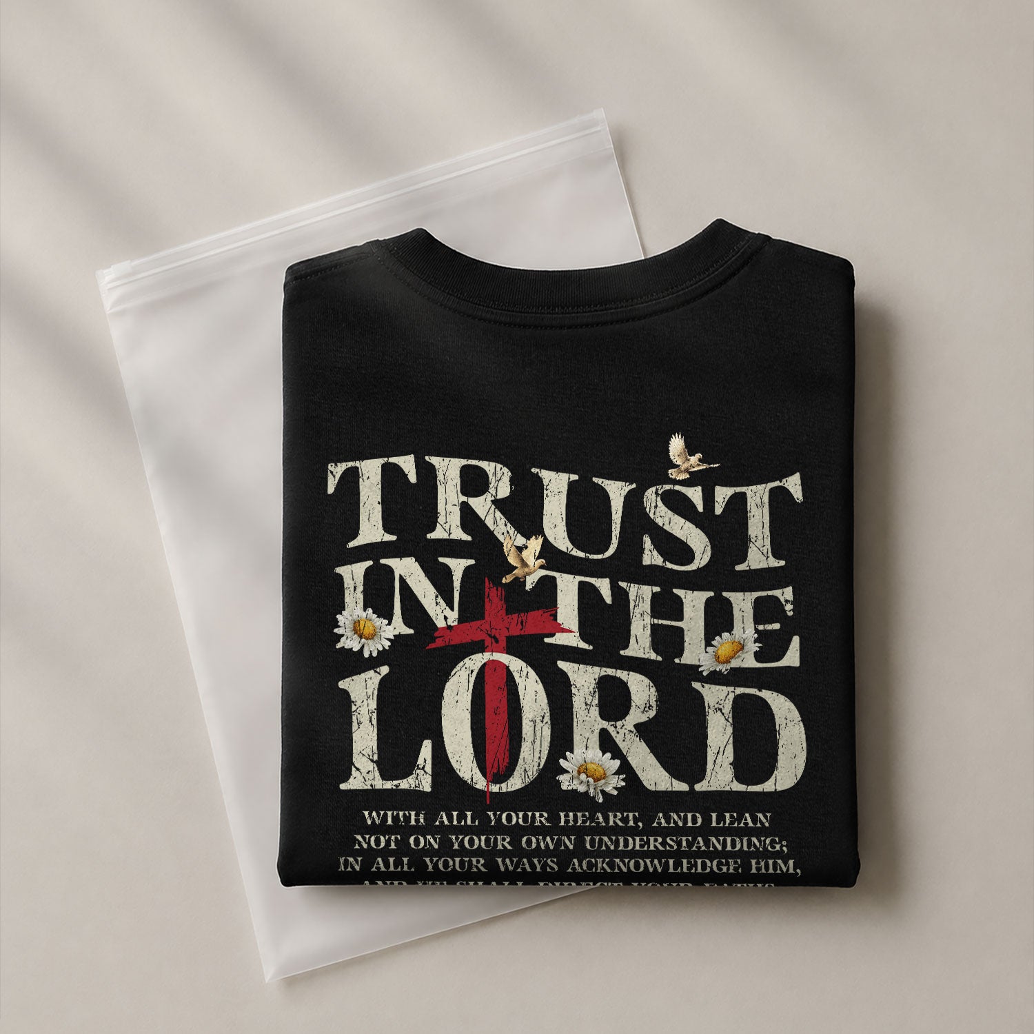 Christian Shirts for Men, Trust in the Lord Christian American Flag, Proverbs 3:5 6 Bible Verse - Christian Tee Shirts - Rust Field Wear