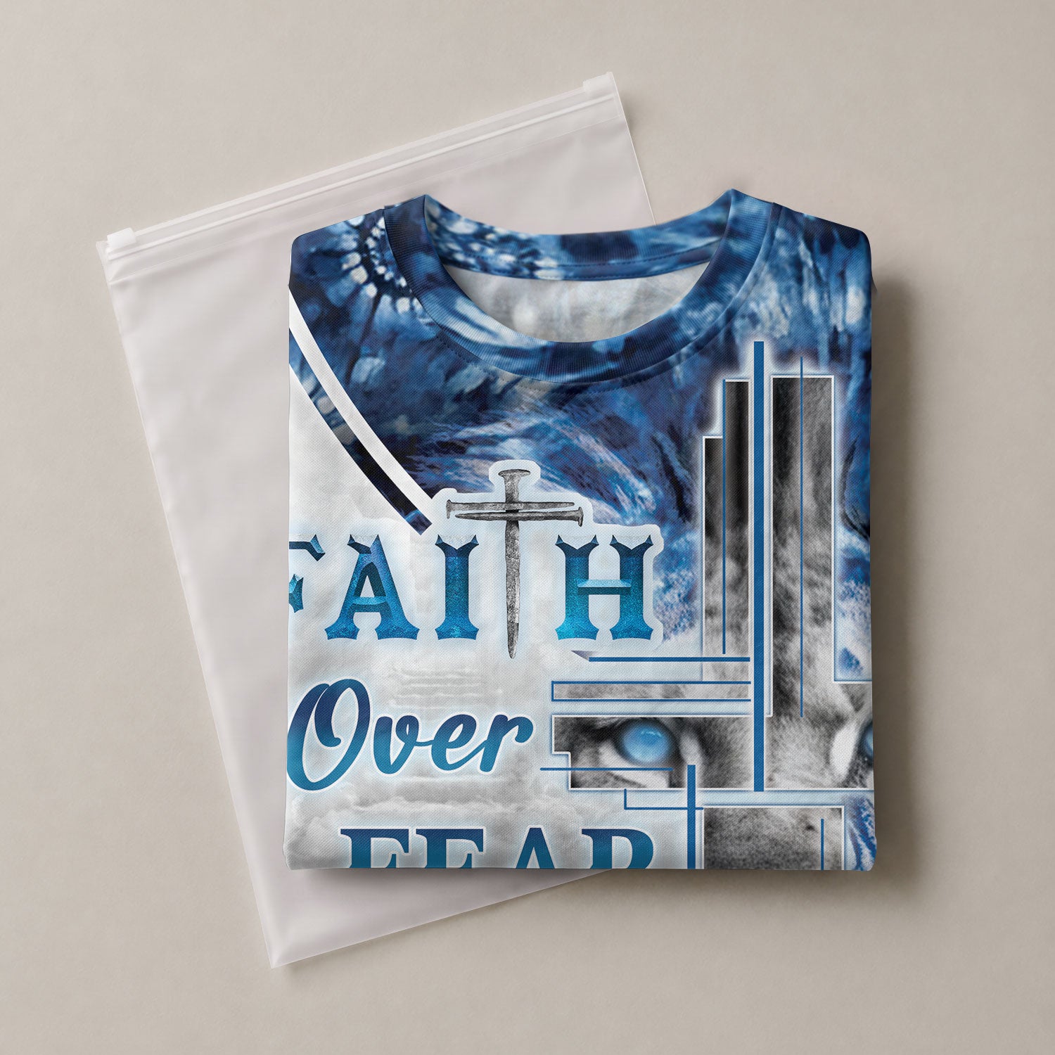 Faith Over Fear and Jesus Lion Cross Courage in Christian Tee Shirts - Freedom Shirts for Men, RustField Co - Rust Field Wear