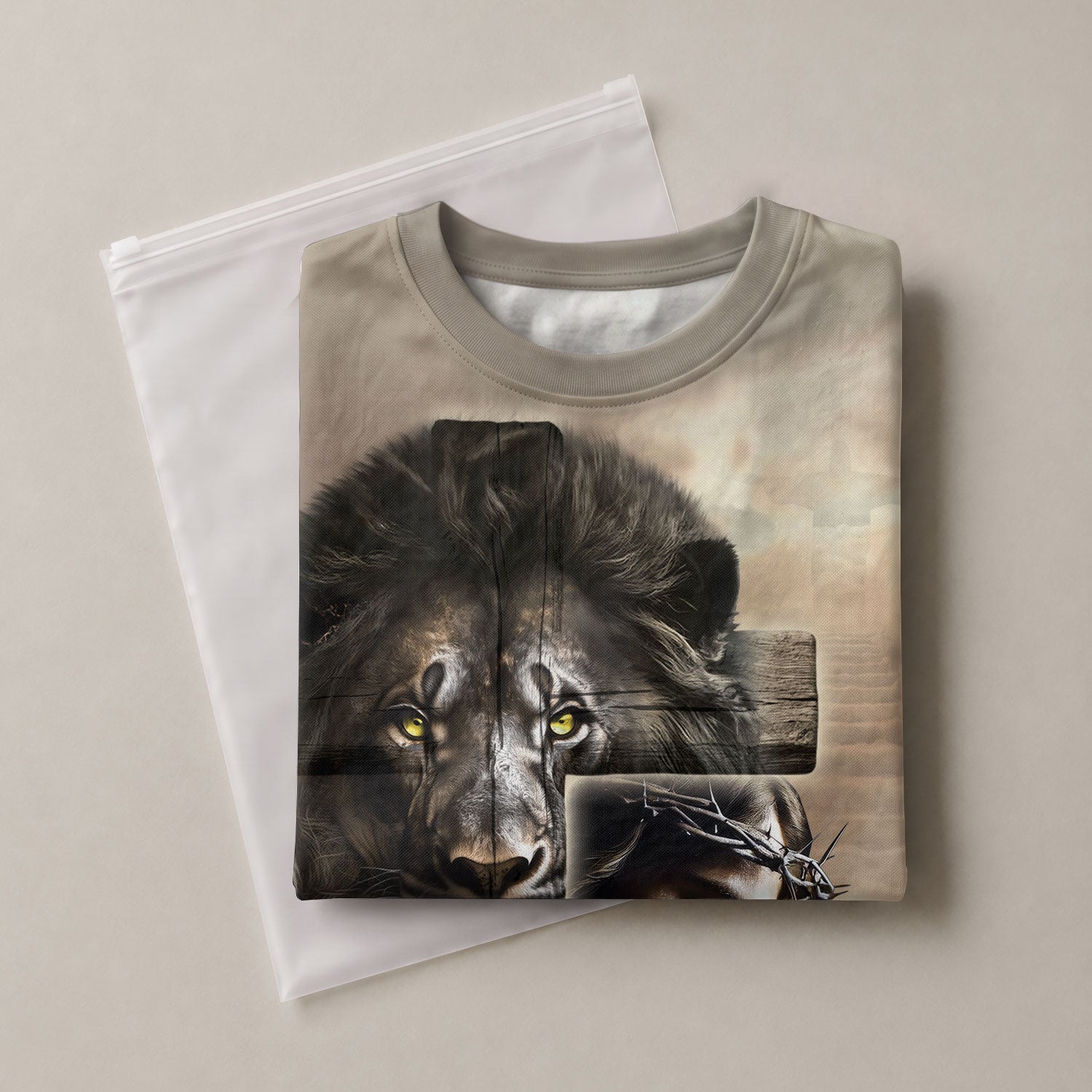 RustField Co, Faith Over Fear Blood Stained Cross and Risen Lion - Christian Tee Shirts for Men, Freedom Shirts - Rust Field Wear