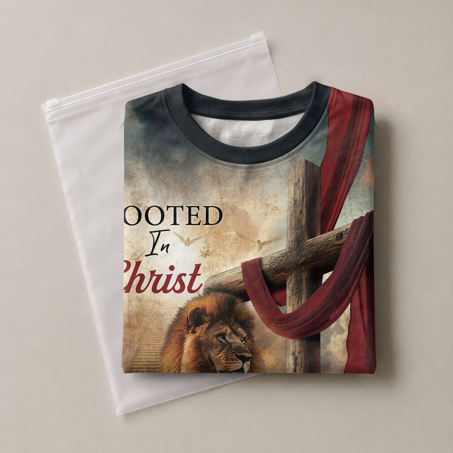 Christian Tee Shirts, Rooted In Christ The Rooted Cross And Lion - Freedom Shirts for Men, RustField Co - Rust Field Wear