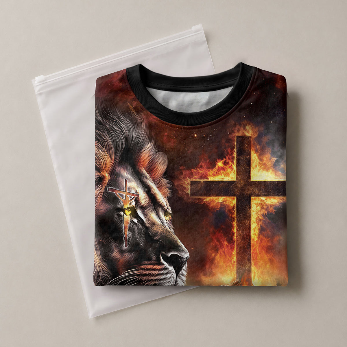 RustField Co, Rooted In Christ The Glowing Rooted Cross And Lion - Christian Tee Shirts for Men, Freedom Shirts - Rust Field Wear