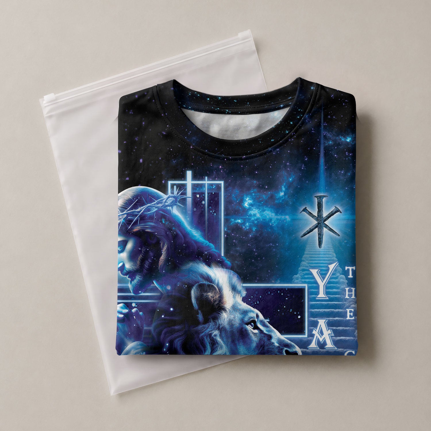Yahweh The Great I Am in Heavenly with Lion and Lamb Christian Tee Shirts - Freedom Shirts for Men, RustField Co - Rust Field Wear