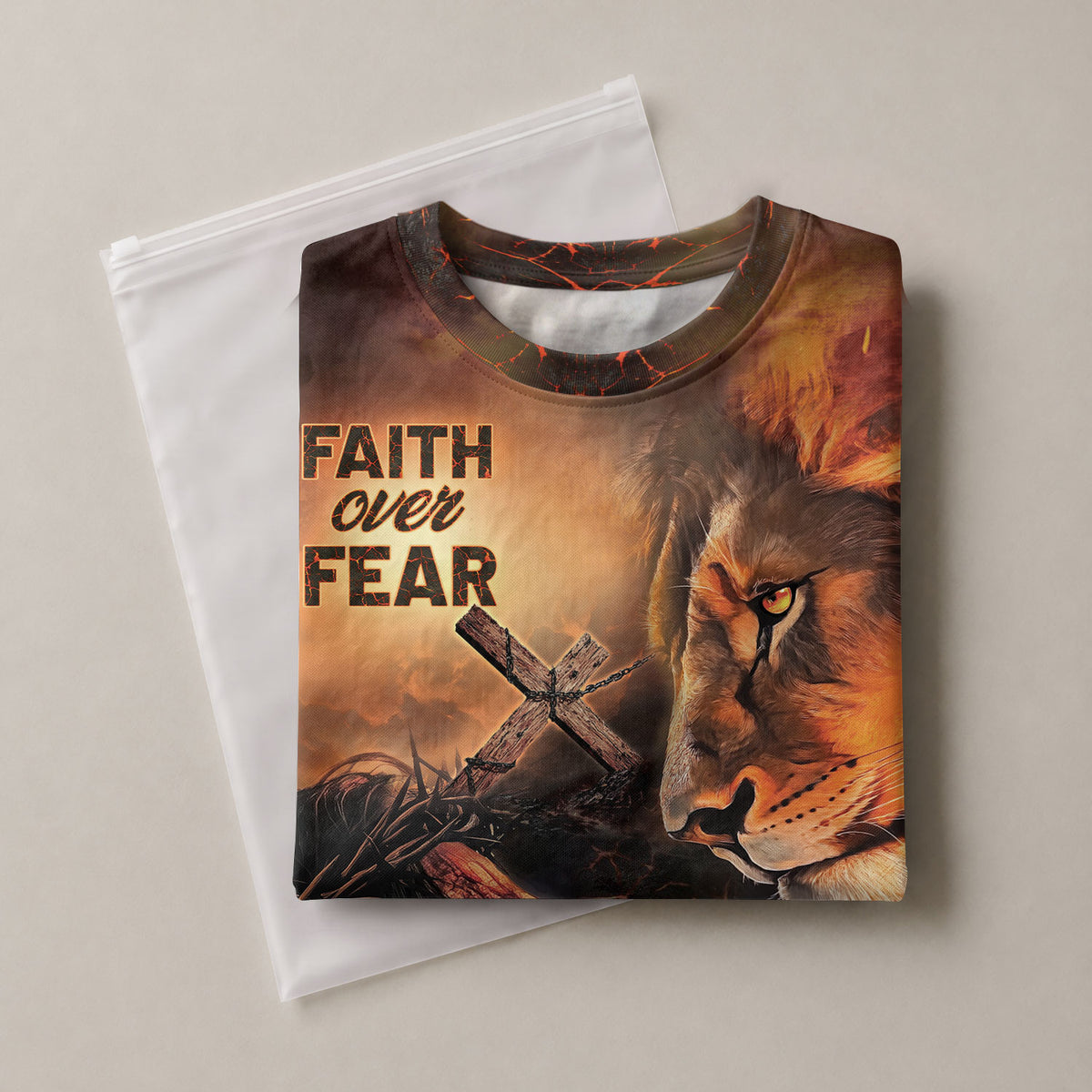 Freedom Shirts for Men, Faith Over Fear Jesus Lion for Believers - Christian Tee Shirts, RustField Co - Rust Field Wear
