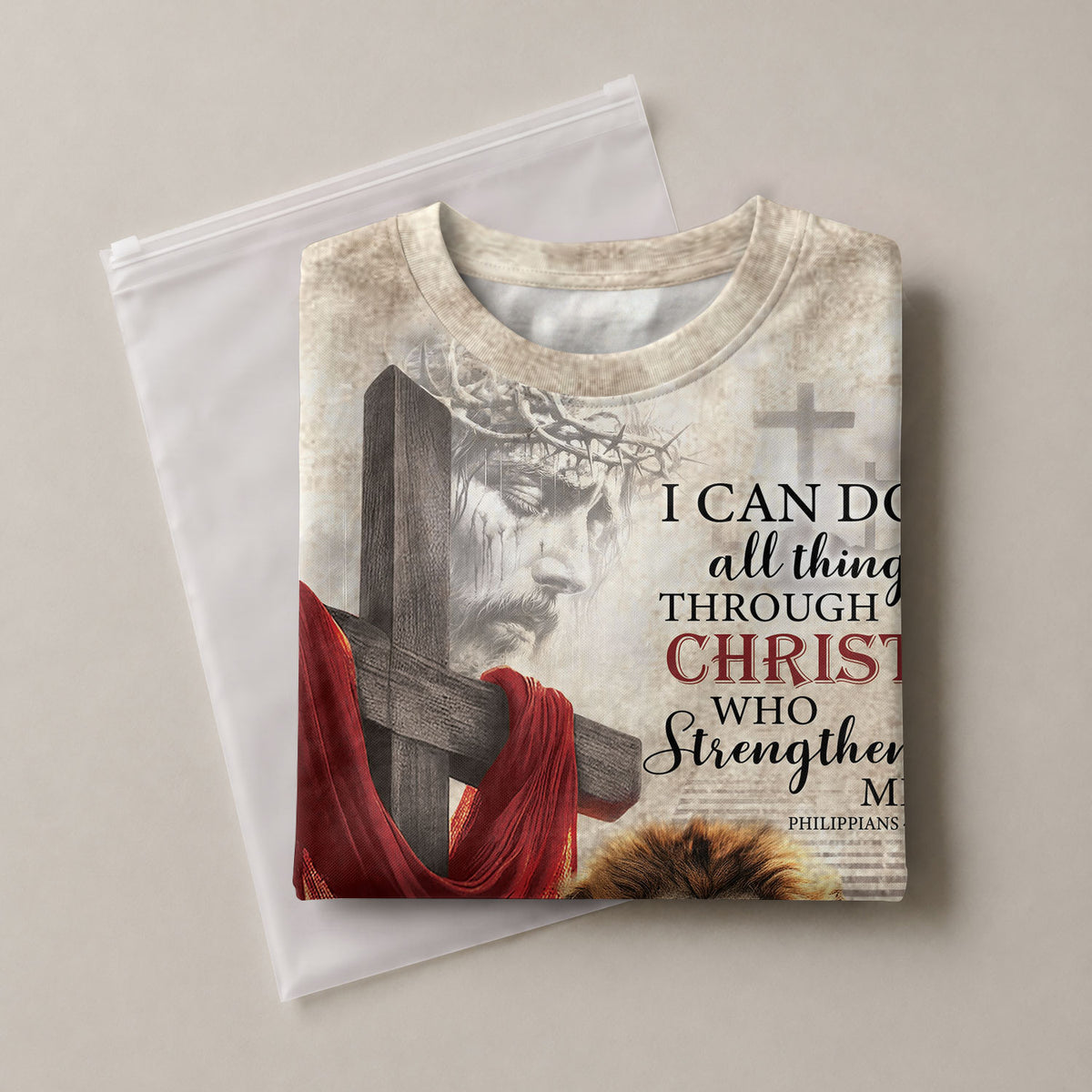 Freedom Shirts - I can do all things through Christ with Roaring Lion and Cross, Christian Tee Shirts for Men, RustField Co - Rust Field Wear