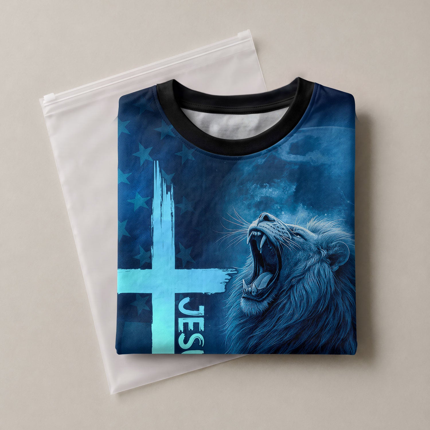 Freedom Shirts for Men, Jesus Is King Lion and Cross Night Sky - Christian Tee Shirts, RustField Co - Rust Field Wear