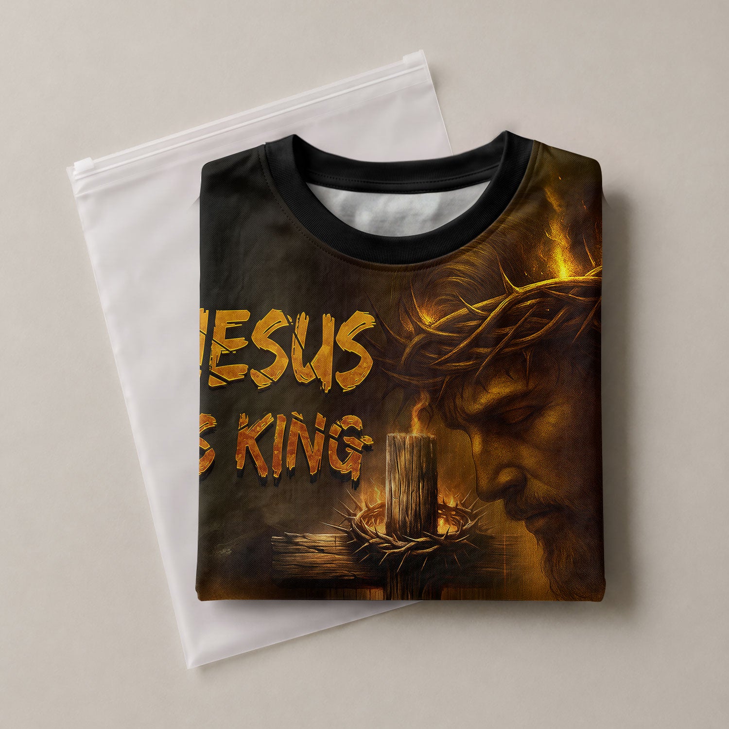 RustField Co Christian Tee Shirts - Jesus Is King Crown of Thorns and Lion of Judah, Freedom Shirts for Men - Rust Field Wear