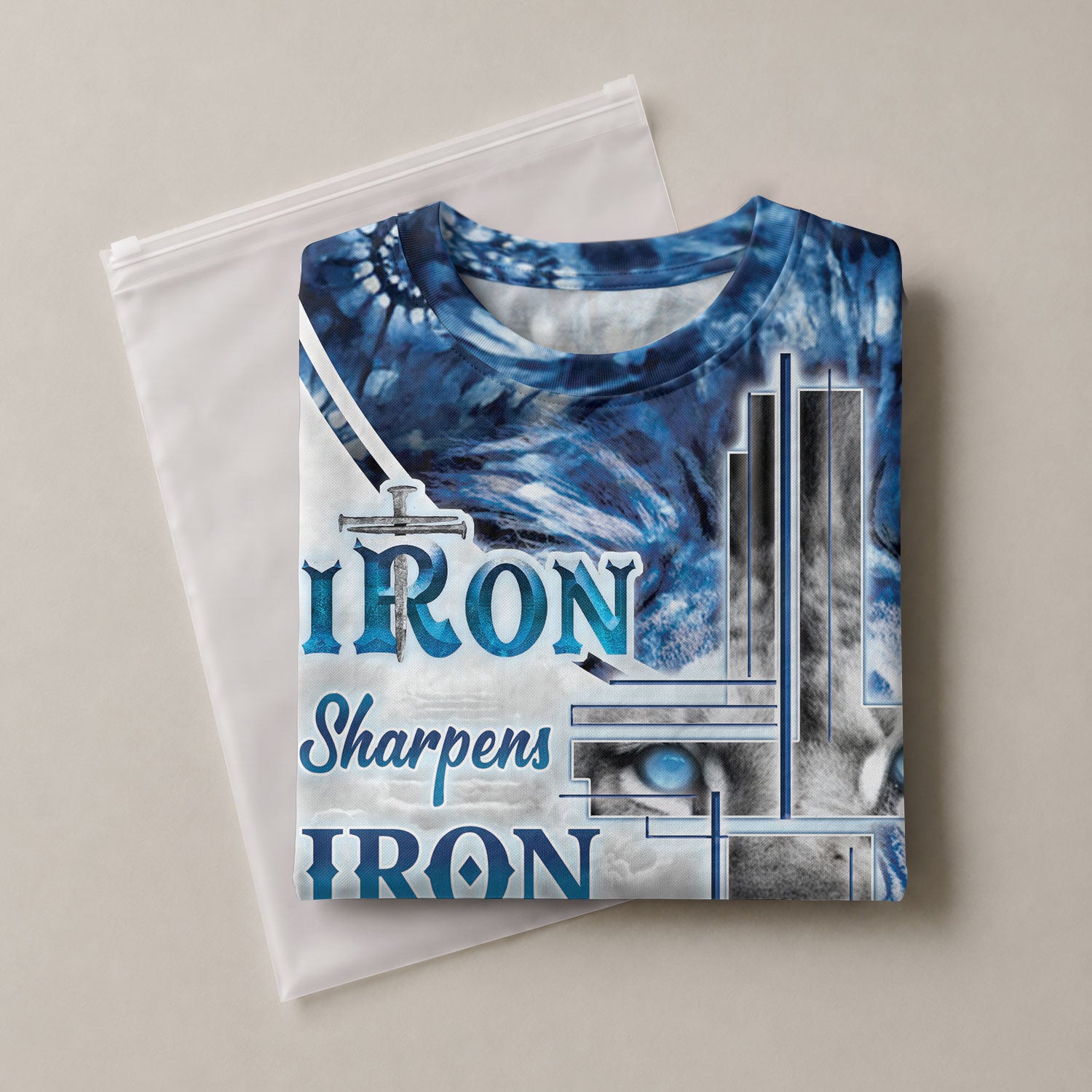 Christian Tee Shirts for Men, RustField Co - Iron Sharpens Iron Lion Cross, Freedom Shirts - Rust Field Wear