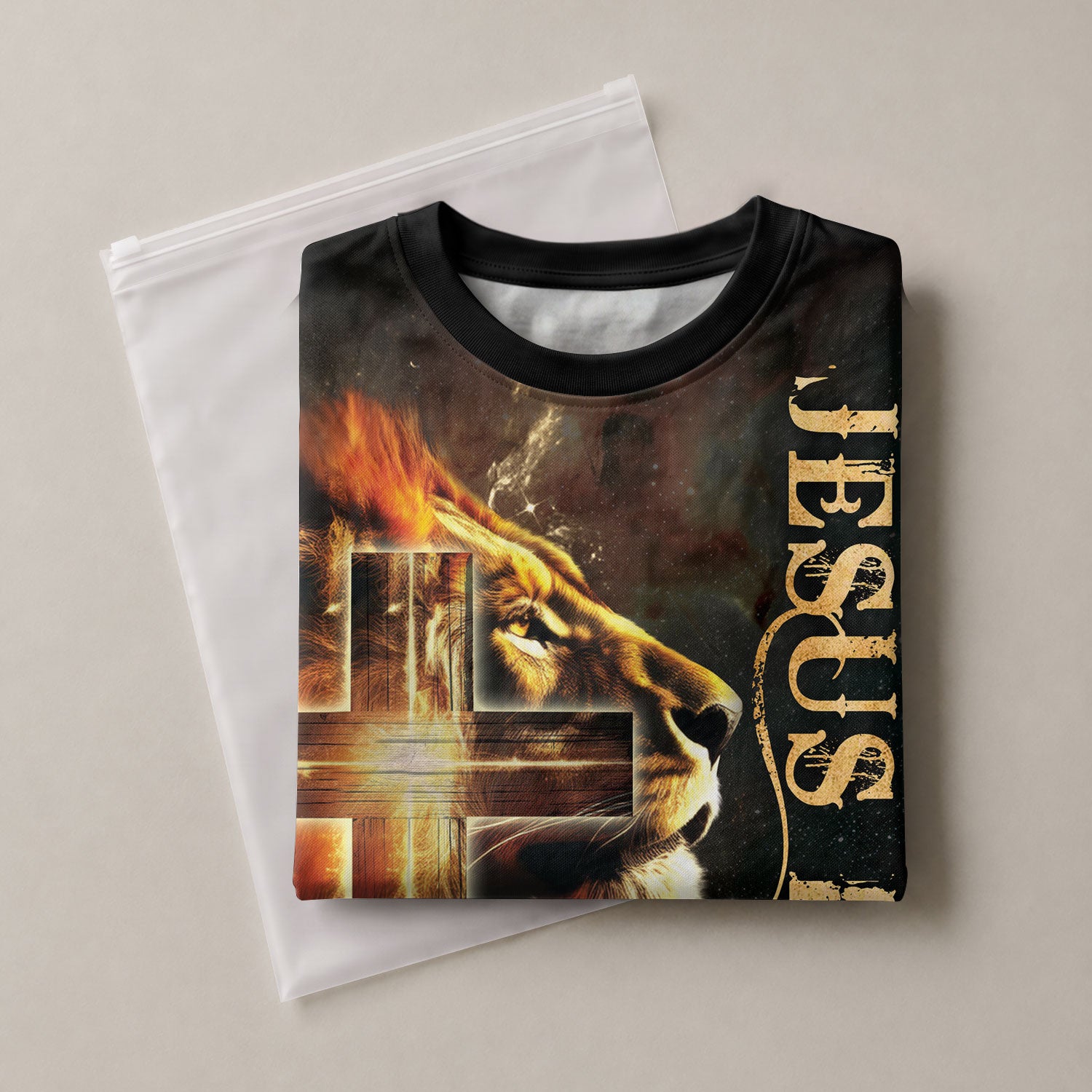 Jesus Is King Glowing Cross Of Light And Lion - RustField Co Freedom Shirts, Christian Tee Shirts for Men - Rust Field Wear