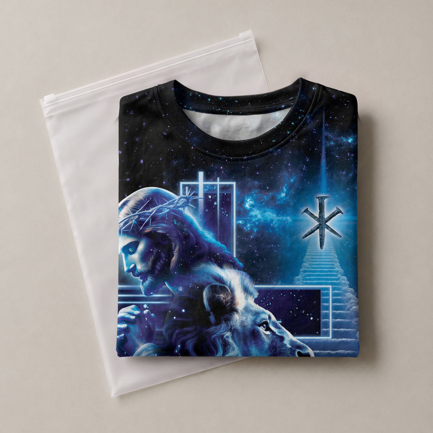 Jesus Is King The Lion And The Lamb On Heaven's Stair Christian Tee Shirts - Freedom Shirts for Men, RustField Co - Rust Field Wear