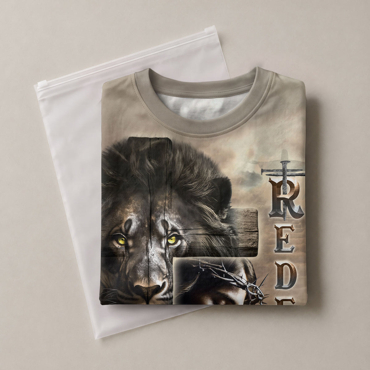 Redeemed At Calvary The Lion And The Savior - Christian Tee Shirts for Men, Freedom Shirts, RustField Co - Rust Field Wear