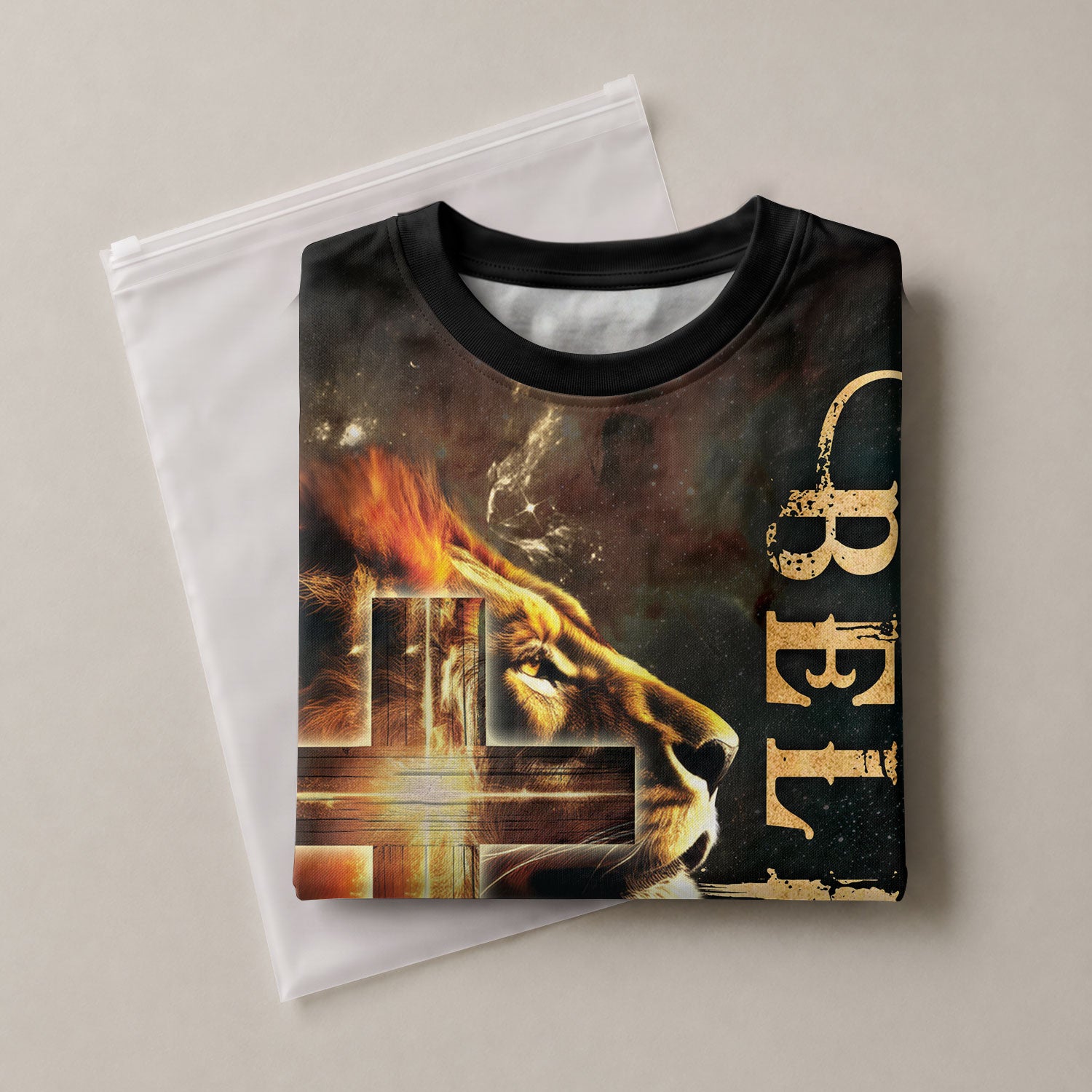 The Lion And The Cross Believe In Him - RustField Co Freedom Shirts, Christian Tee Shirts for Men - Rust Field Wear