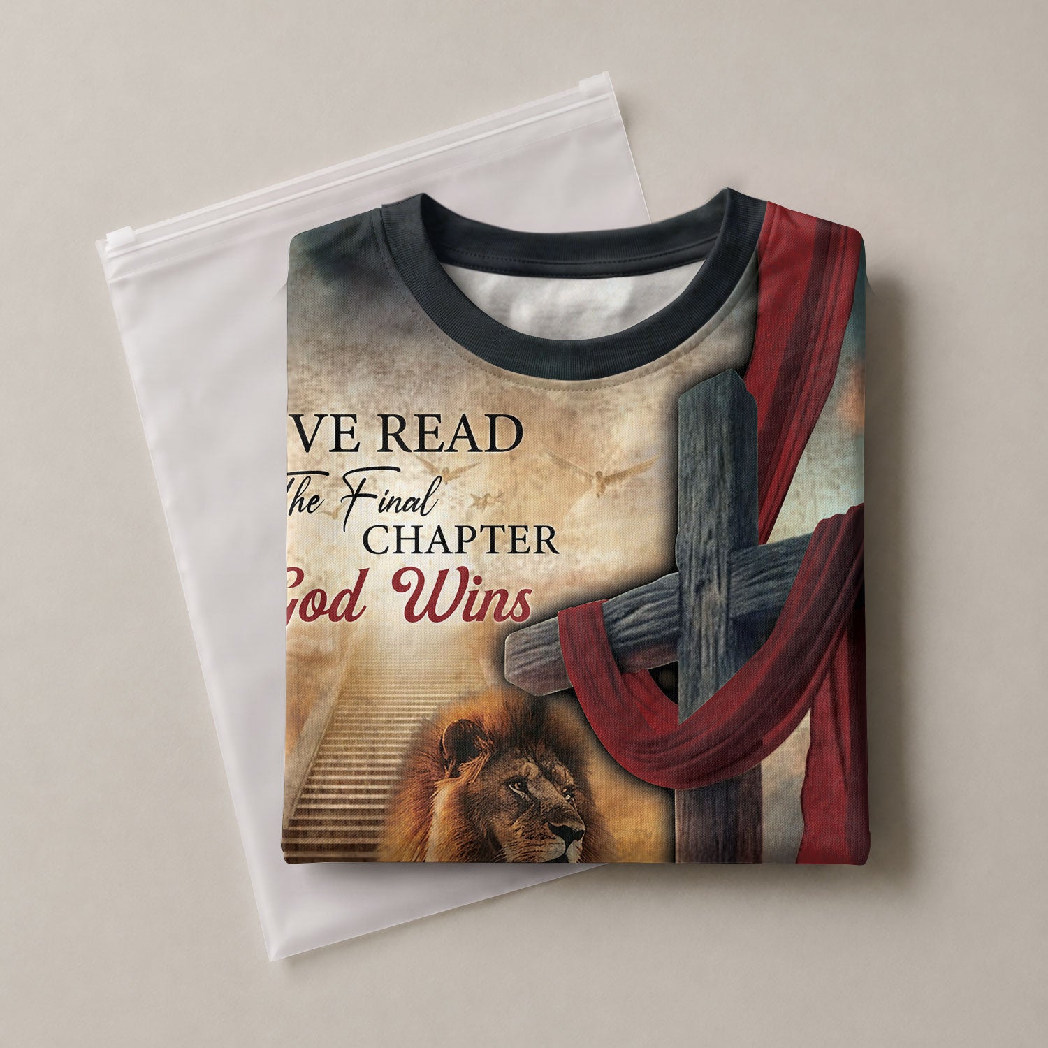 Christian Tee Shirts, I've Read The Final Chapter God Wins Lion Cross Faith - Freedom Shirts for Men, RustField Co - Rust Field Wear