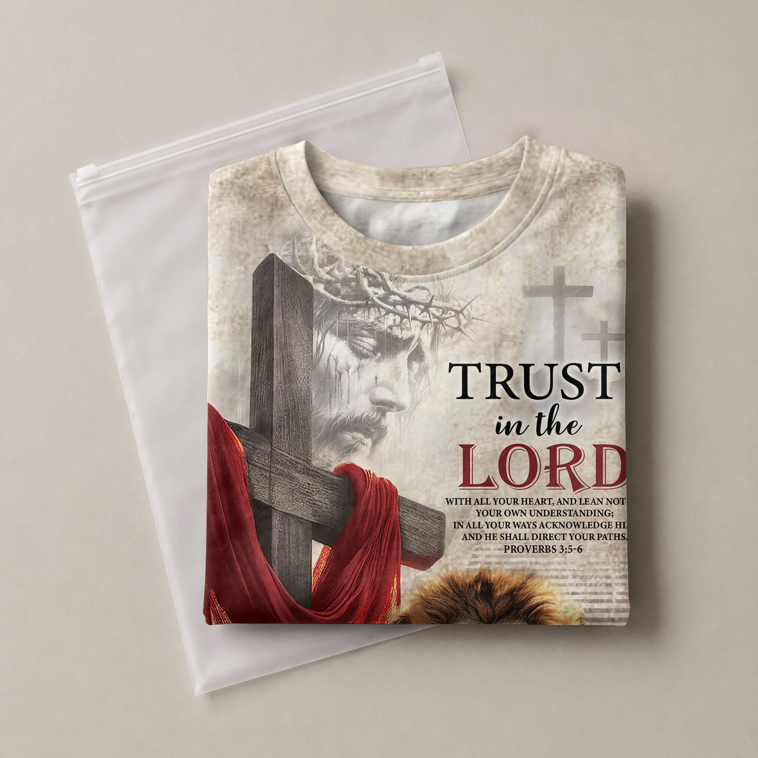 Freedom Shirts - Trust in the Lord Proverbs 3 5 6 Lion and Cross, Christian Tee Shirts for Men, RustField Co - Rust Field Wear