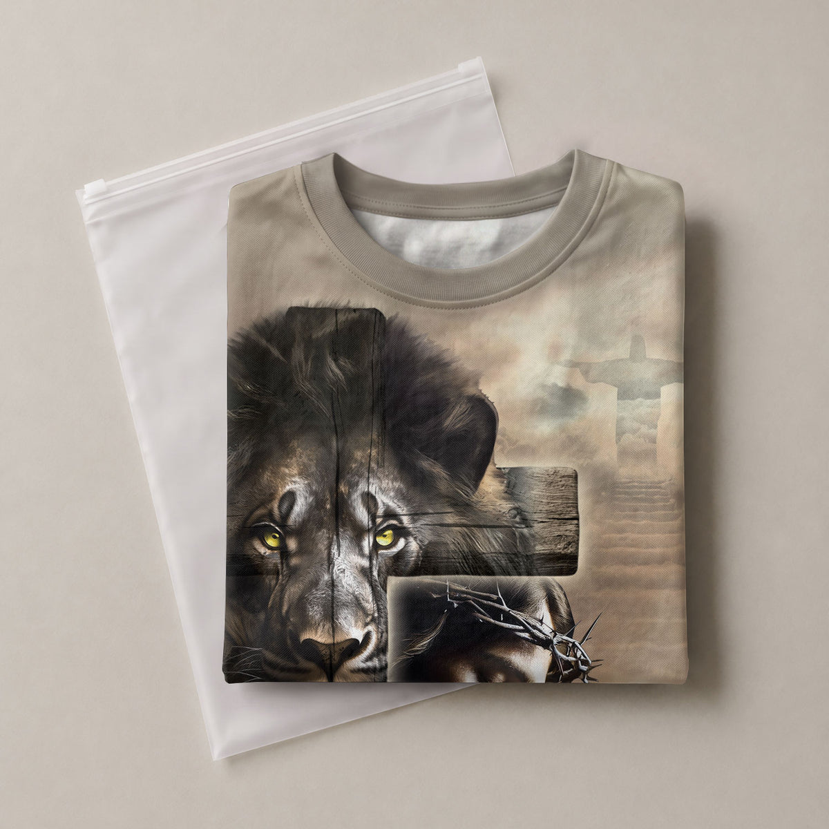 Trust in the Lord Proverbs 3 5 6 Resurrection Cross and Lion - RustField Co Freedom Shirts, Christian Tee Shirts for Men - Rust Field Wear