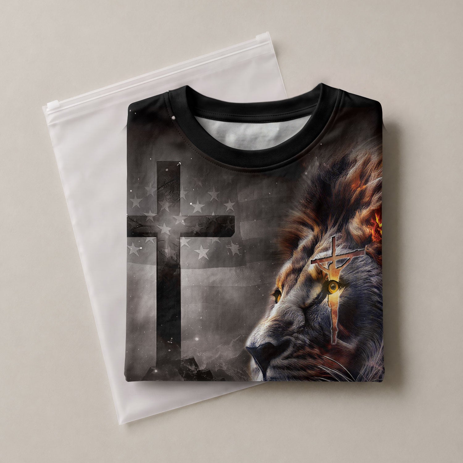 One Nation Under God Fiery Lion Cross, Freedom Shirts - Christian Tee Shirts for Men, RustField Co - Rust Field Wear