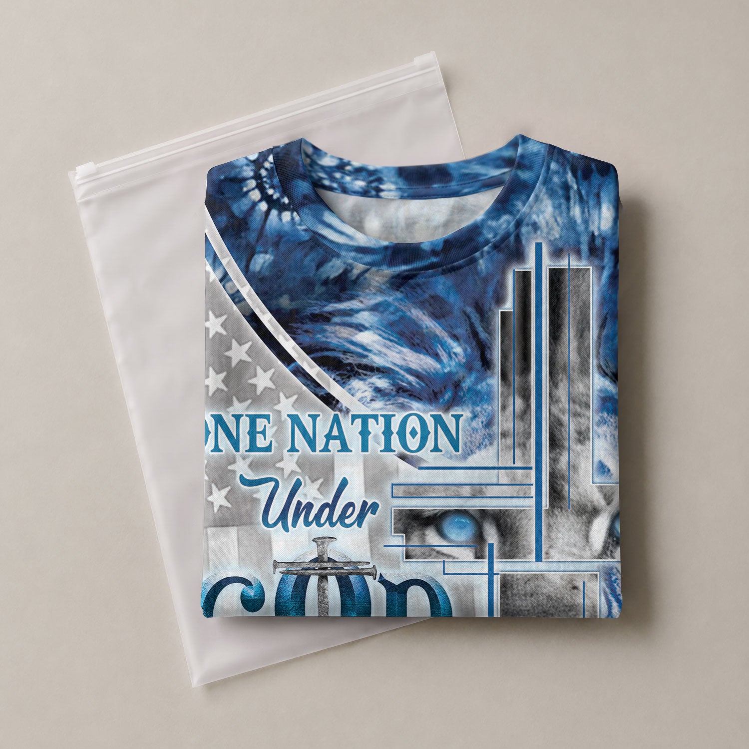 Christian Tee Shirts, One Nation Under God Lion Cross - Freedom Shirts for Men, RustField Co - Rust Field Wear
