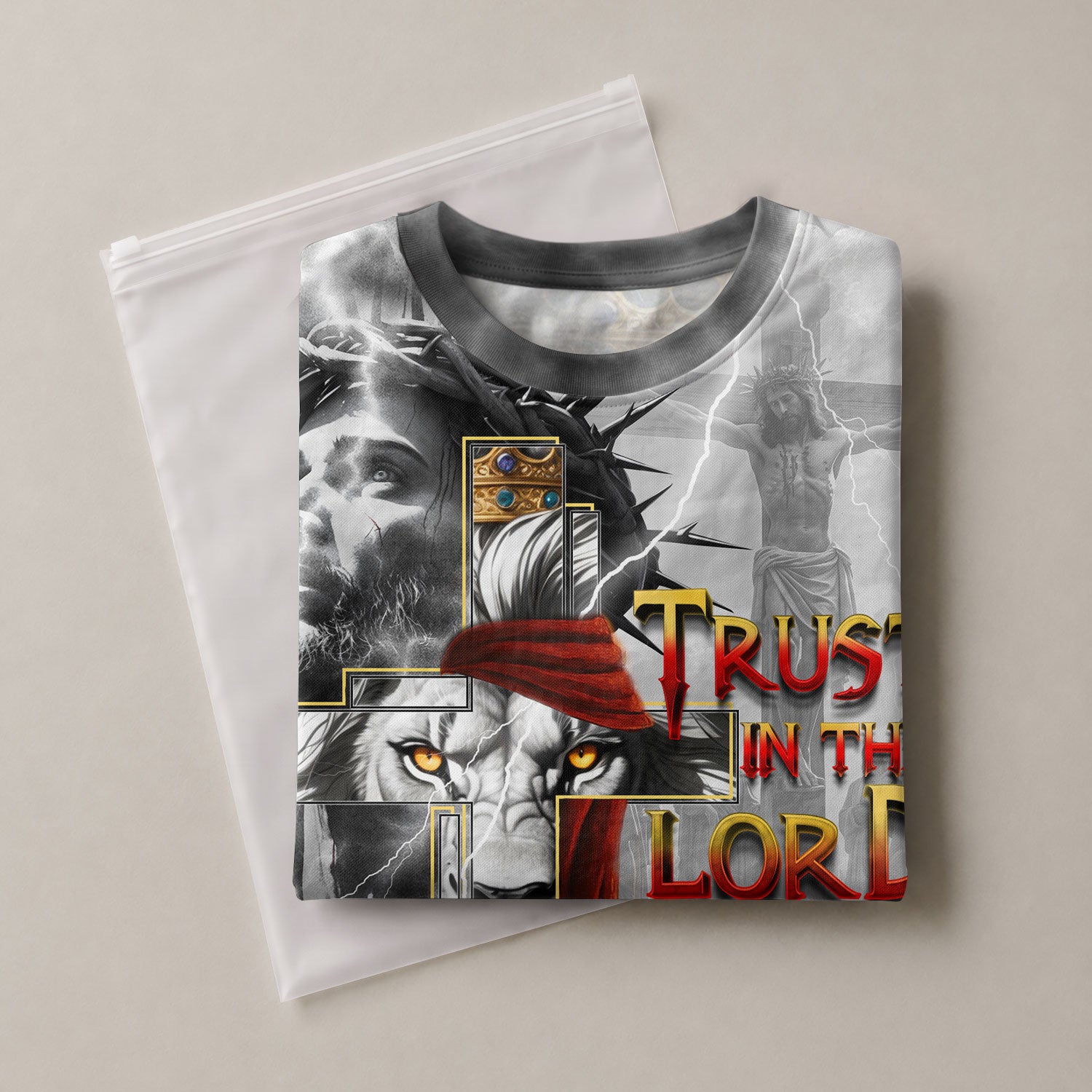 RustField Co Freedom Shirts - Trust In The Lord Jesus Cross Lion Crown Faith, Christian Tee Shirts for Men - Rust Field Wear