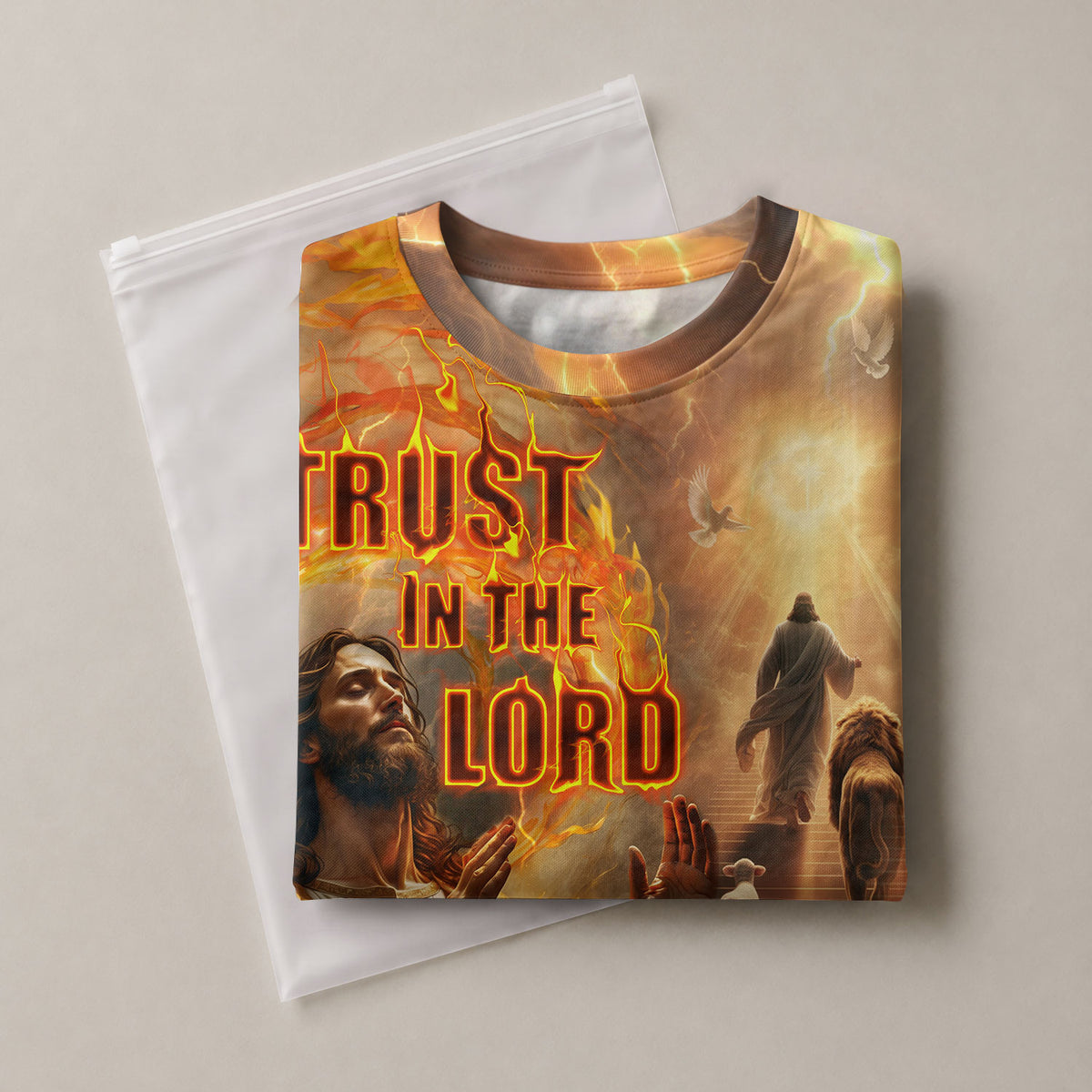 Freedom Shirts for Men, Trust In The Lord Jesus Ascension Lion and Lamb - Christian Tee Shirts, RustField Co - Rust Field Wear