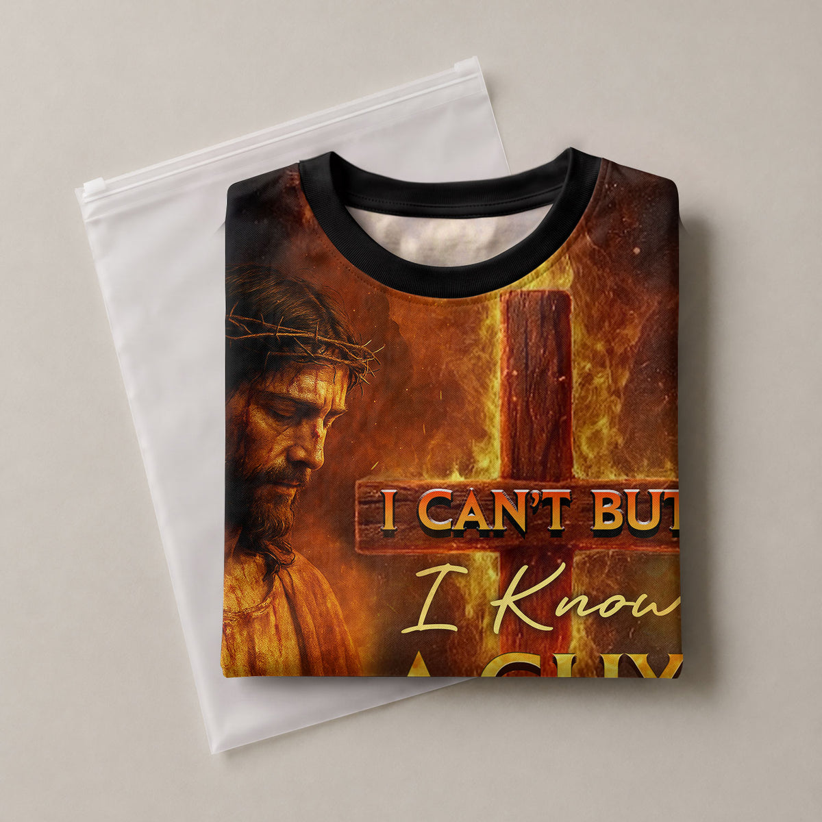 I Can't But I Know A Guy Jesus and Lion Fire Cross - Christian Tee Shirts for Men, Freedom Shirts, RustField Co - Rust Field Wear