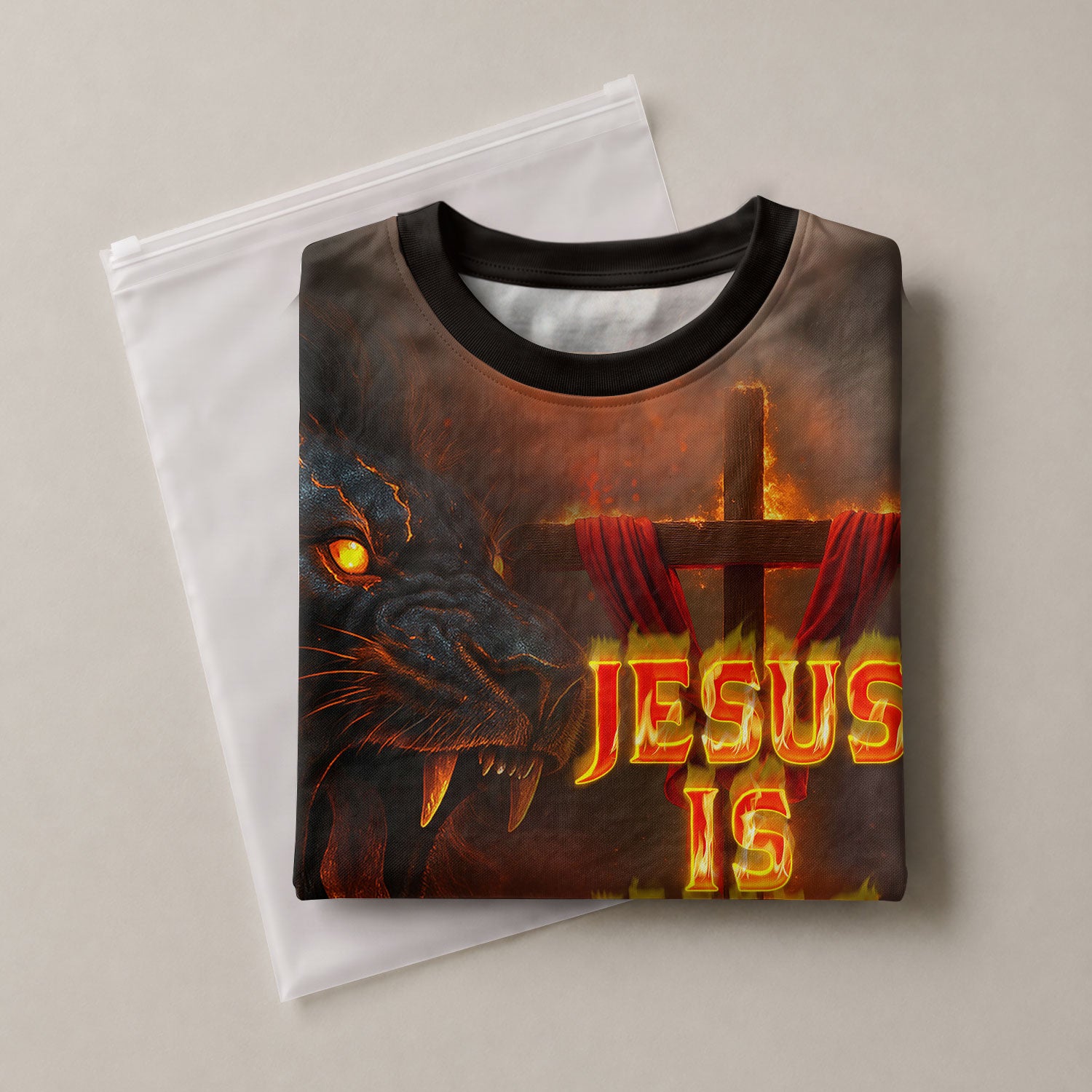 Freedom Shirts for Men, Jesus Is King With Fiery Lion And Cross - Christian Tee Shirts, RustField Co - Rust Field Wear