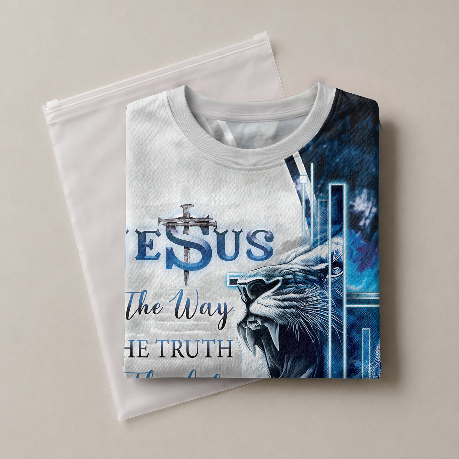 Christian Tee Shirts for Men, RustField Co - The Way The Truth The Life John 14 6 Roaring Lion, Freedom Shirts - Rust Field Wear