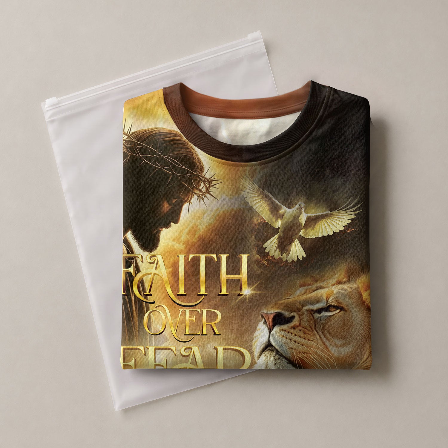RustField Co, Faith Over Fear Lion and Dove - Christian Tee Shirts for Men, Freedom Shirts - Rust Field Wear