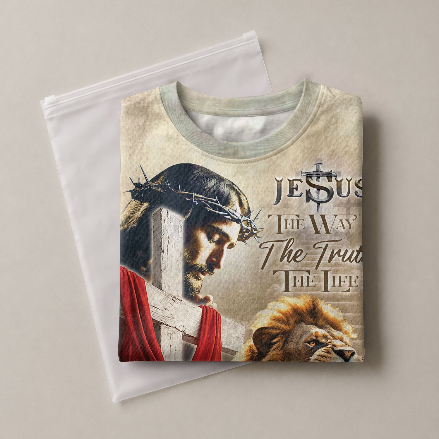 Christian Tee Shirts for Men - Jesus The Way The Truth The Life Lion Cross, RustField Co Freedom Shirts - Rust Field Wear
