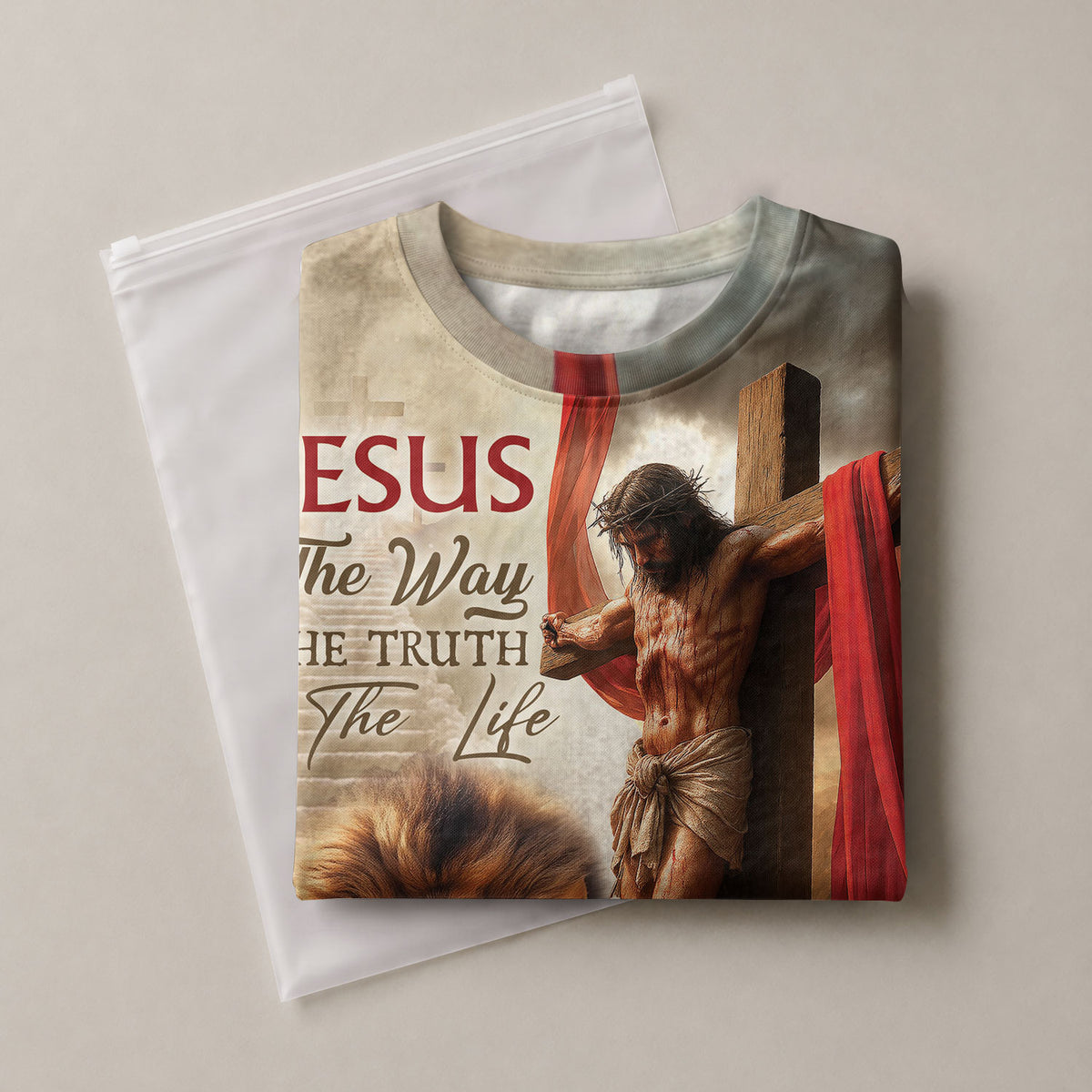 Jesus The Way The Truth The Life Lion and Cross Christian Tee Shirts - Freedom Shirts for Men, RustField Co - Rust Field Wear