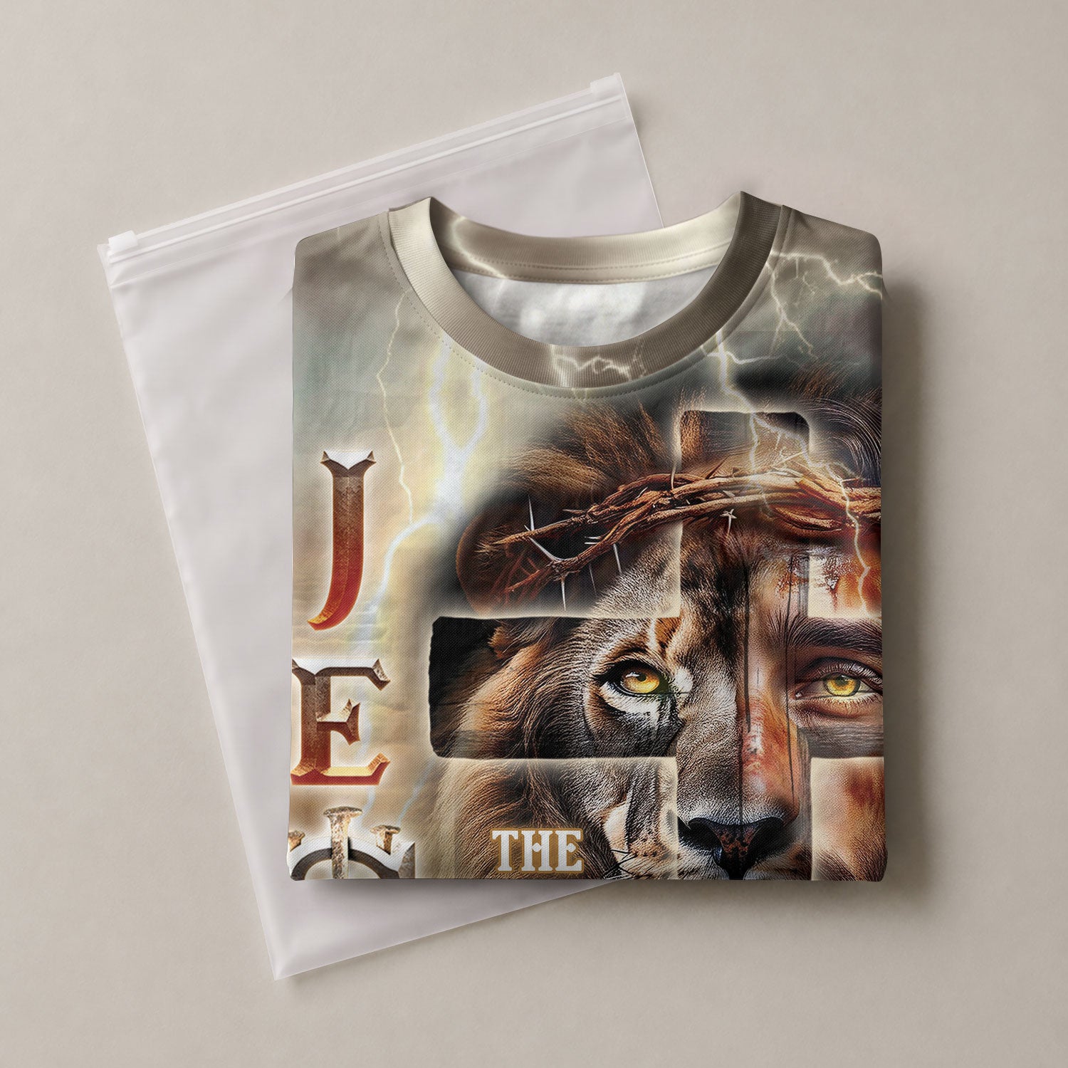 RustField Co Christian Tee Shirts - Jesus The Way The Truth The Life Lion and Cross Lightning, Freedom Shirts for Men - Rust Field Wear