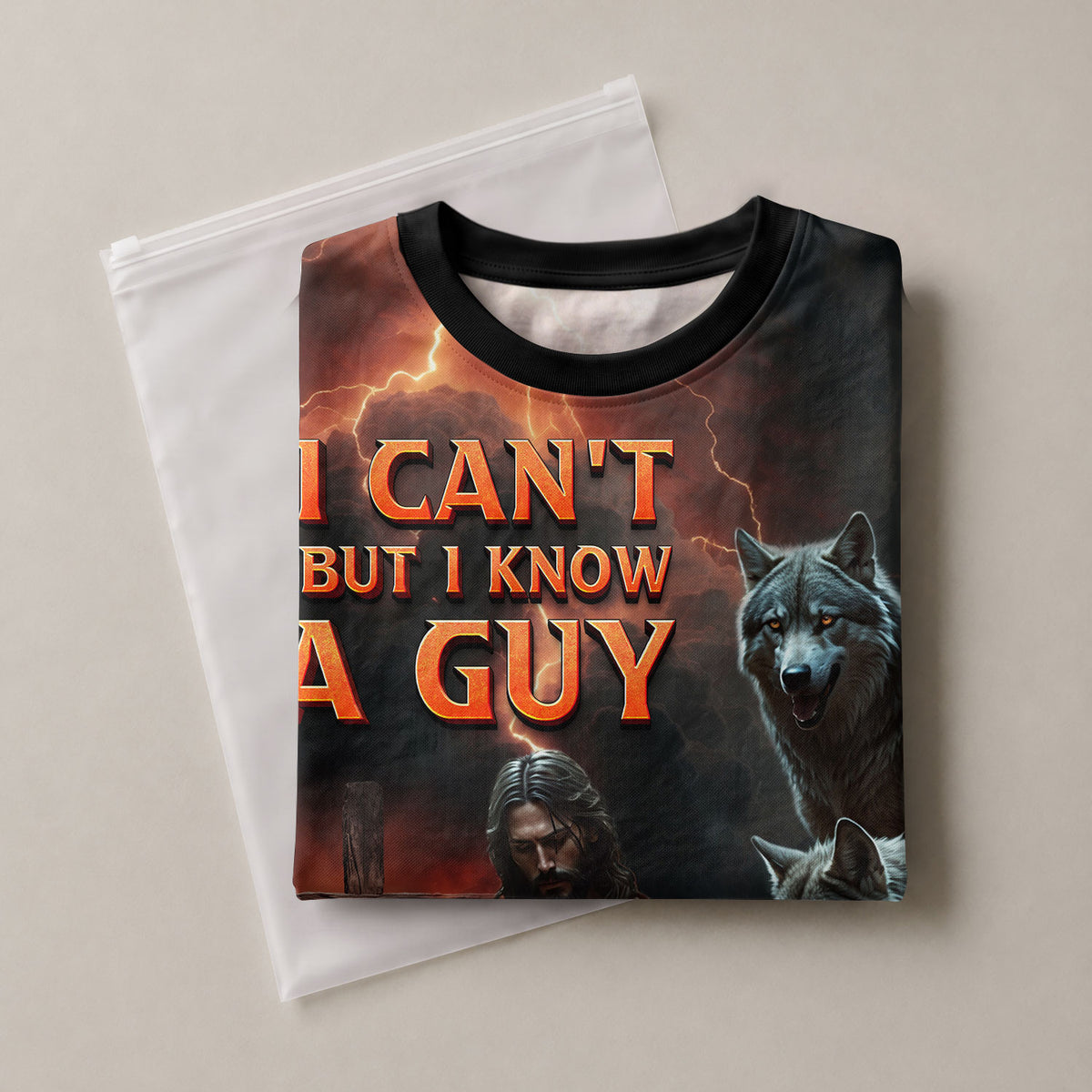 Freedom Shirts for Men, I Can't But I Know A Guy Jesus and Lion of Judah Fire - Christian Tee Shirts, RustField Co - Rust Field Wear