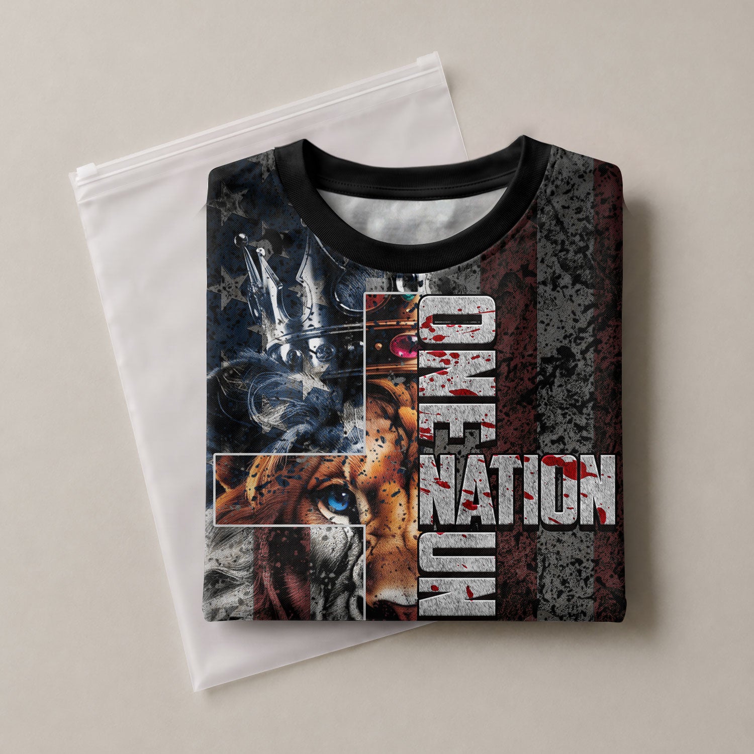 One Nation Under God Lion and Cross, Freedom Shirts - Christian Tee Shirts for Men, RustField Co - Rust Field Wear