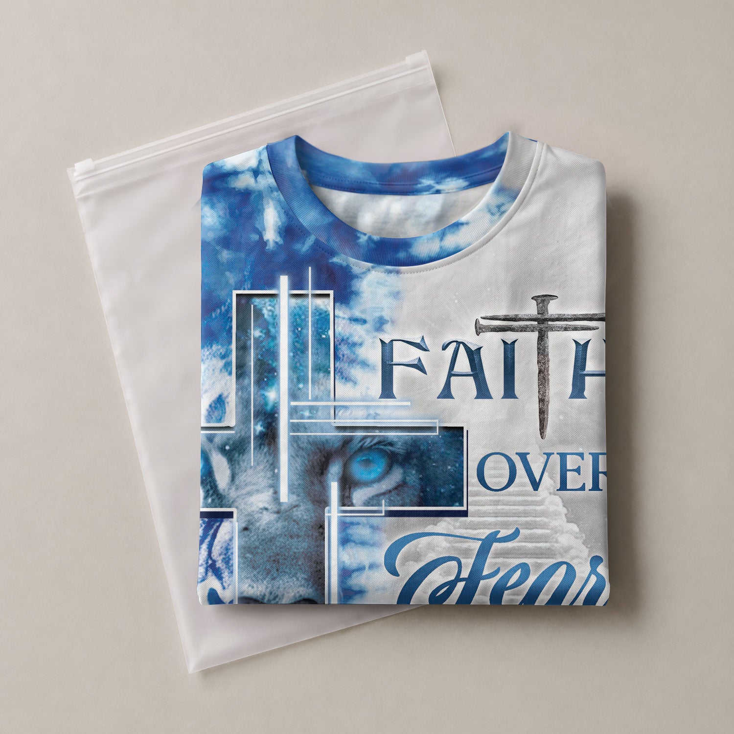 RustField Co Freedom Shirts - Faith Over Fear Lion Cross, Christian Tee Shirts for Men - Rust Field Wear