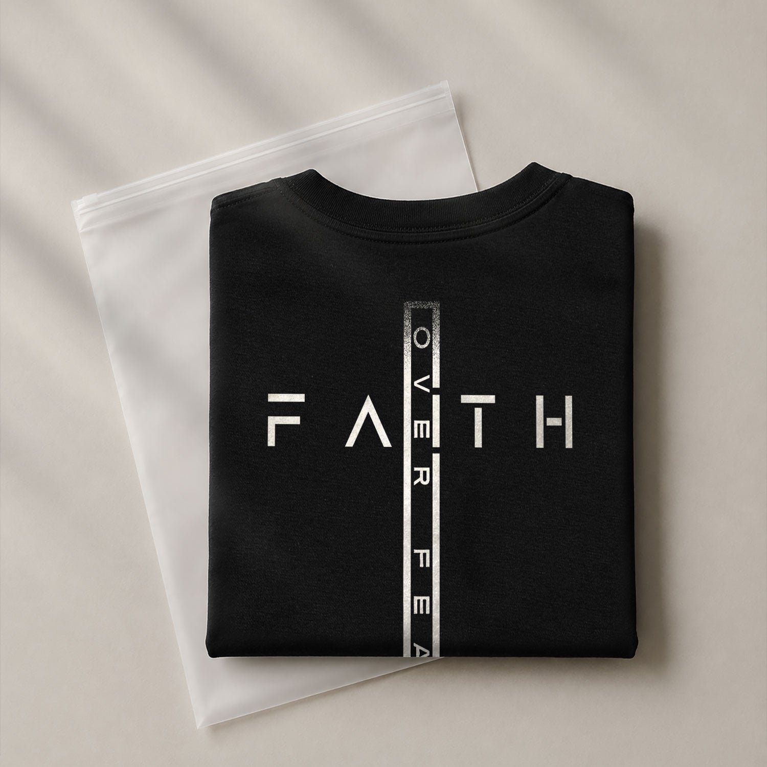 Faith Over Fear Bold Vertical Cross Statement - Christian Shirts for Men, Faith Based Christian Tee Shirts - Rust Field Wear