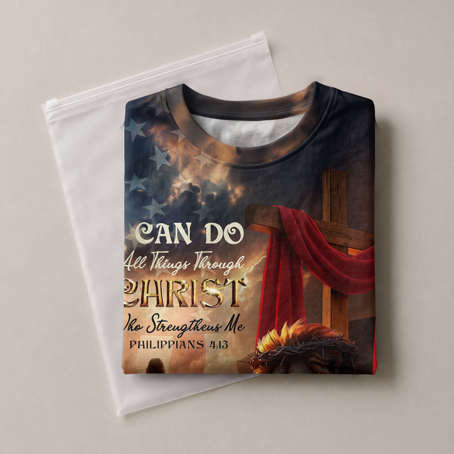 Freedom Shirts - I Can Do All Things Through Christ Lion and Lamb Cross, Christian Tee Shirts for Men, RustField Co - Rust Field Wear