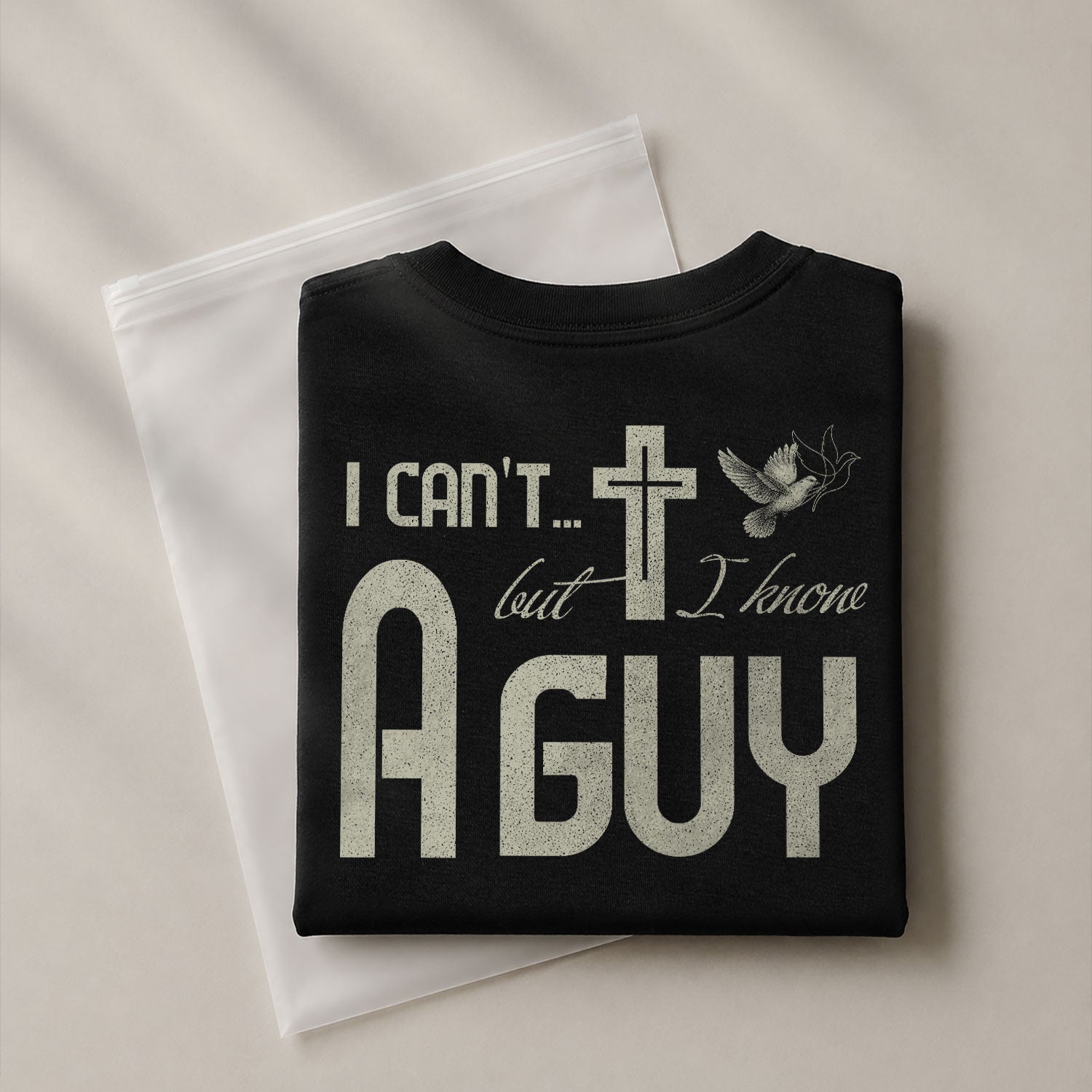 I Can’t But I Know A Guy Cross and Dove Christian - Christian Shirts for Men, Faith Based Christian Tee Shirts - Rust Field Wear