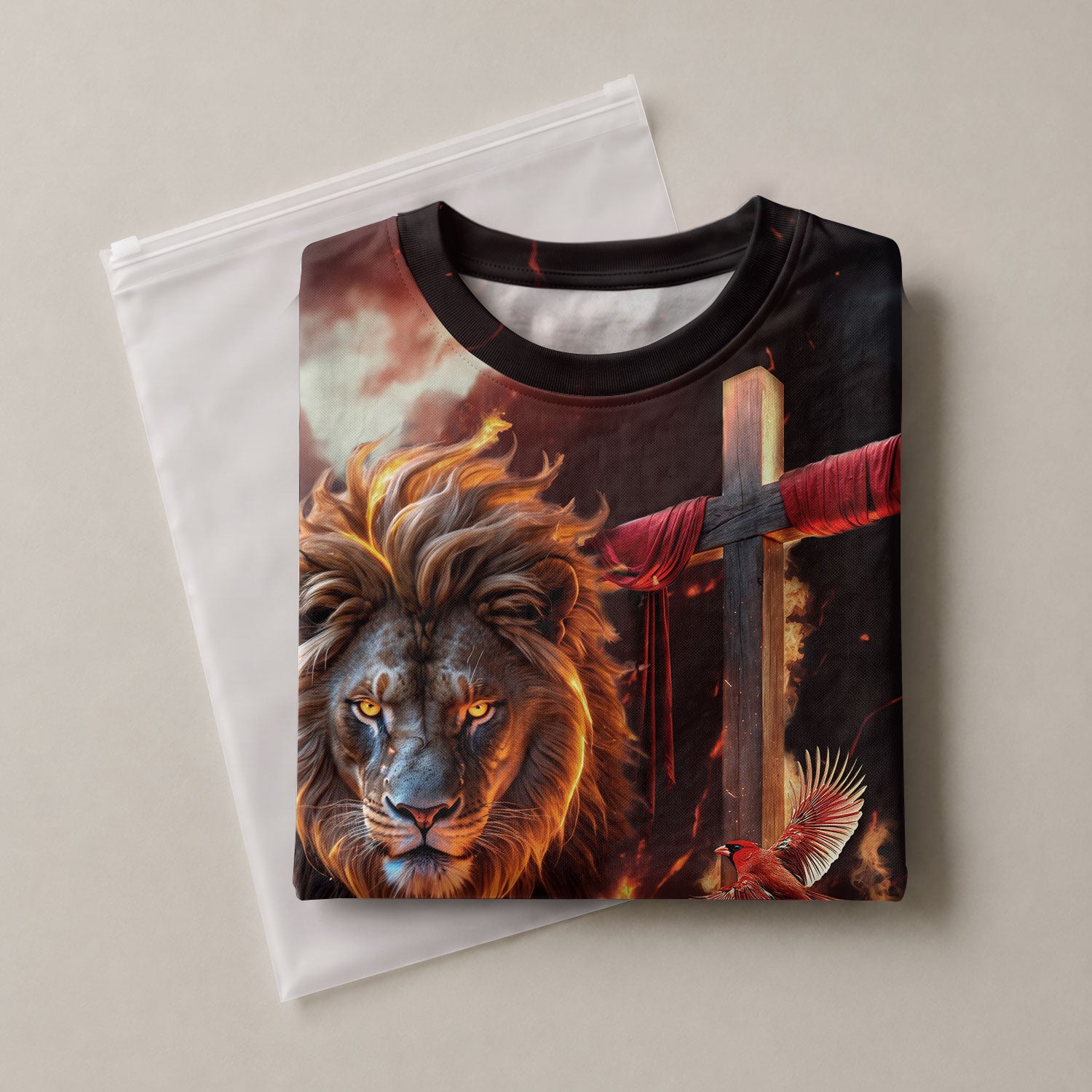 Christian Tee Shirts, I Can't But I Know A Guy Jesus Cross Lion Of Judah Fire Faith - Freedom Shirts for Men, RustField Co - Rust Field Wear