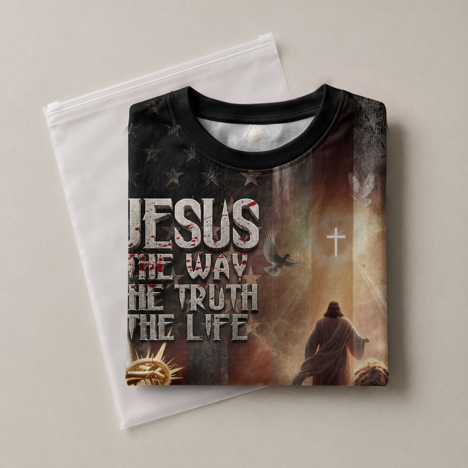 Jesus The Way The Truth The Life Lion of Judah American Flag, Freedom Shirts - Christian Tee Shirts for Men, RustField Co - Rust Field Wear