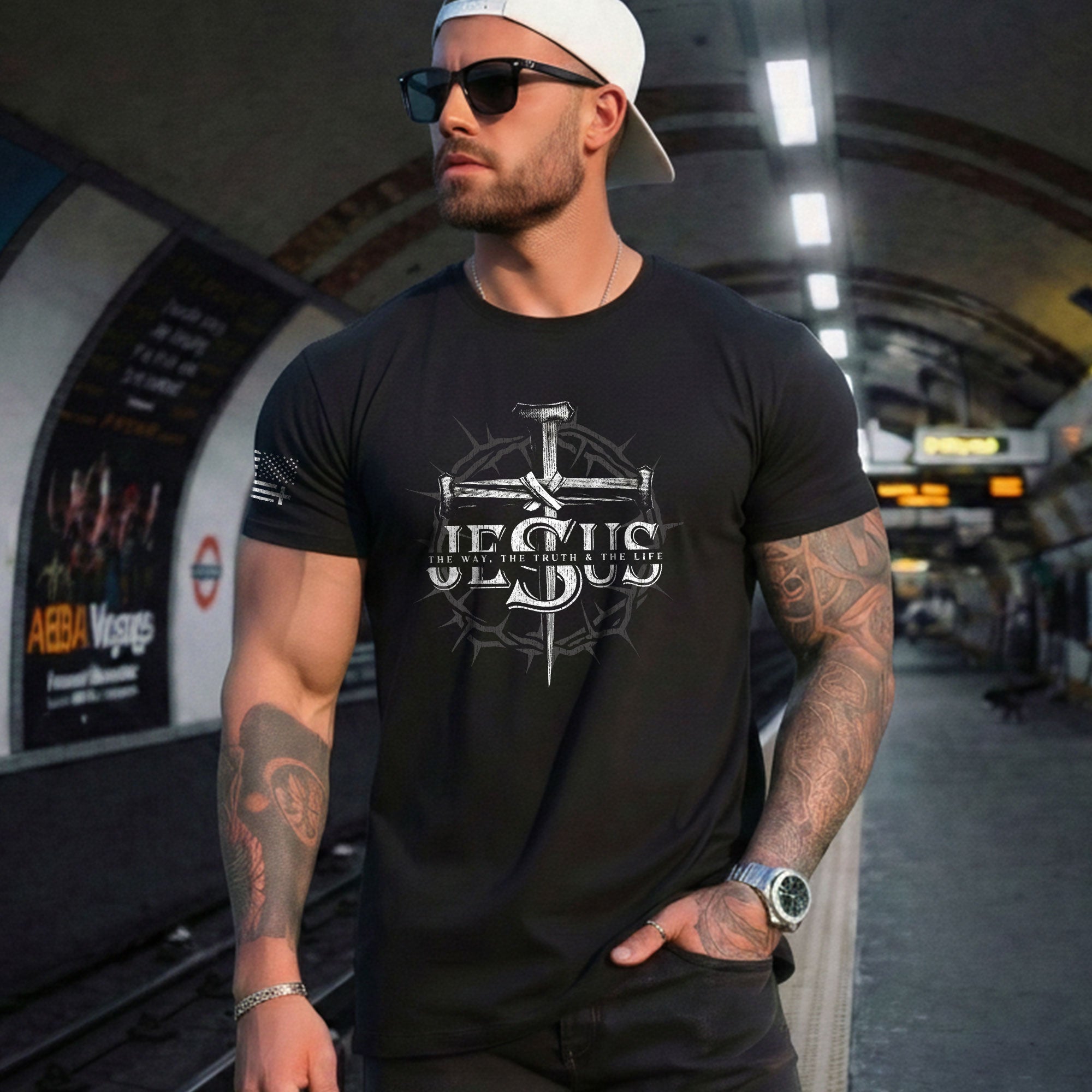 Jesus The Way The Truth The Life Nail Cross Crown Christian - Christian Shirts for Men, Faith Based Christian Tee Shirts - Rust Field Wear