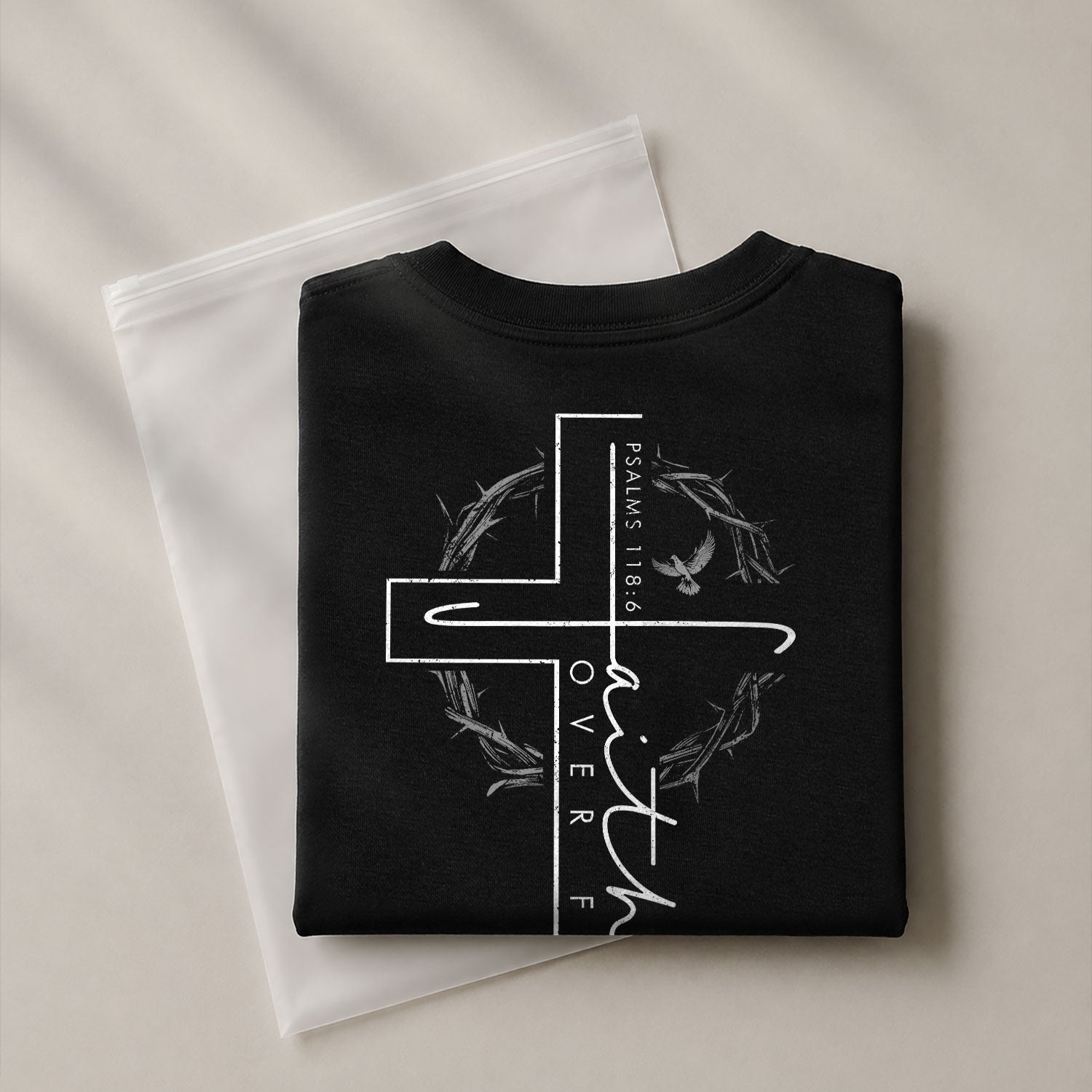 Christian Shirts for Men - Faith Over Fear Cross Crown of Thorns Psalm 118:6 Christian, Christian Tee Shirts - Rust Field Wear