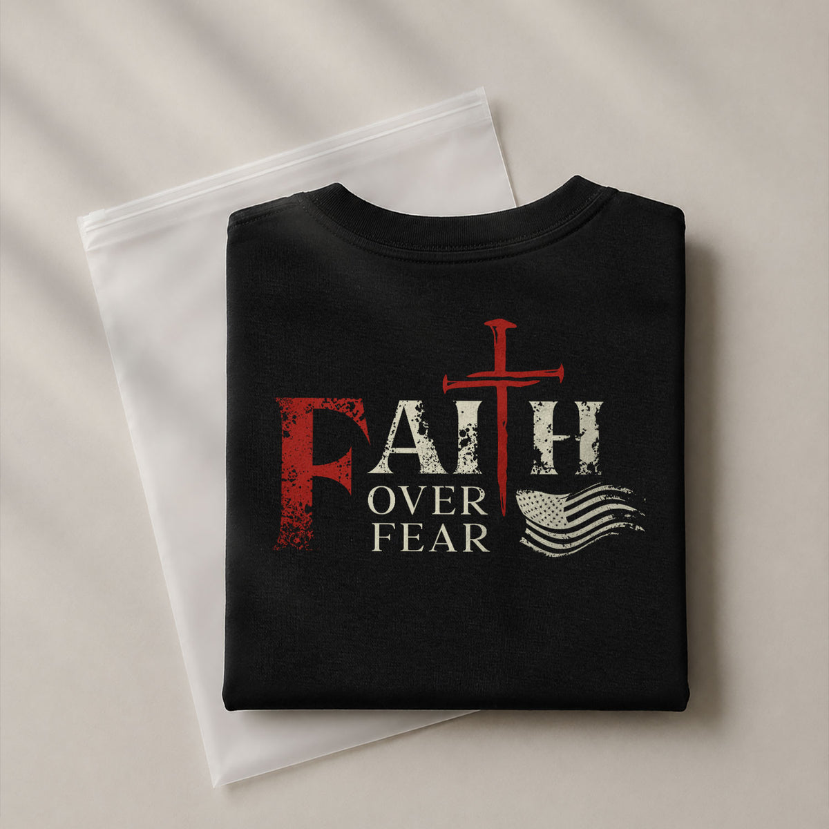 Faith Over Fear Christian Cross Patriotic Religious Jesus Shirt - Rust Field Wear