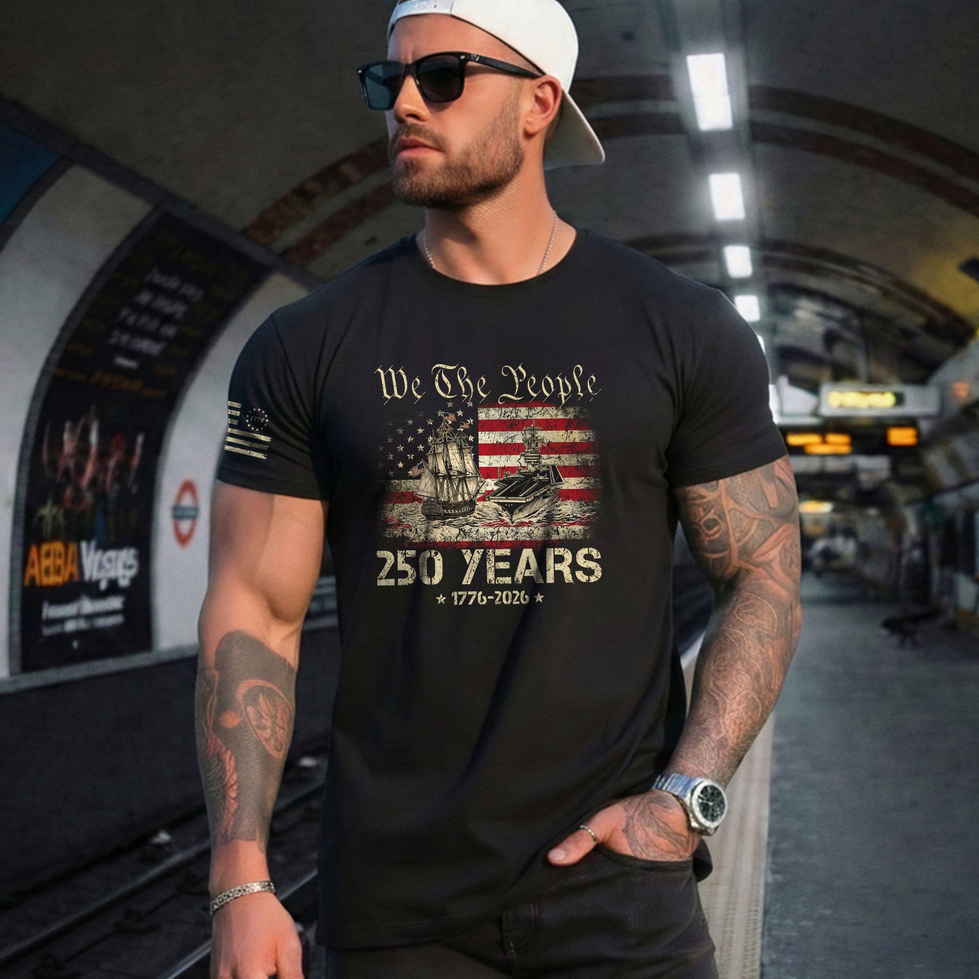 USA 250th Anniversary Shirt 250 Years 1776-2026 We The People Navy Battleship Patriotic - Rust Field Wear
