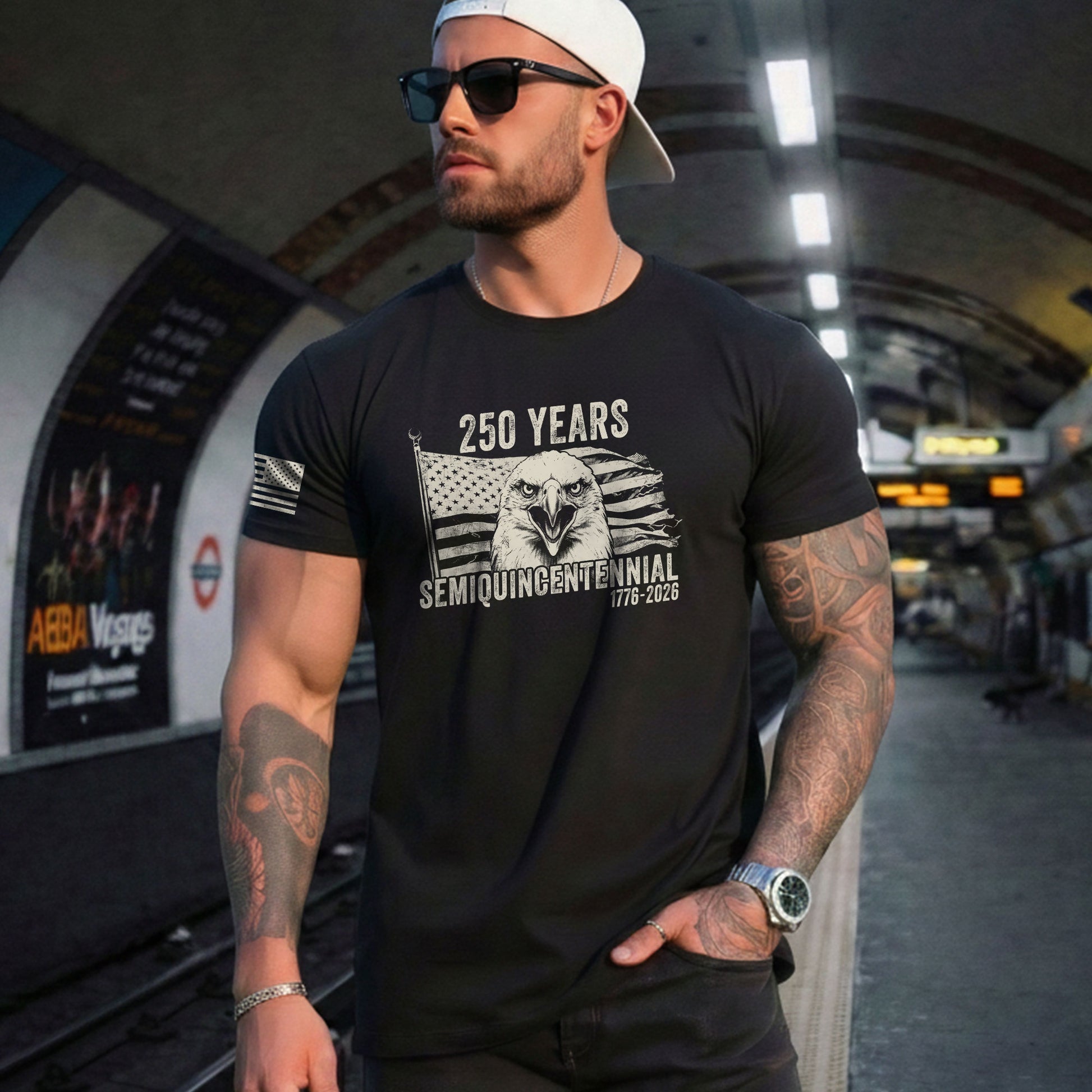 American Heritage 250th Anniversary T-Shirt - USA 250 Years 1776-2026 Patriotic Eagle & Flag Men’s Tee - Rust Field Wear