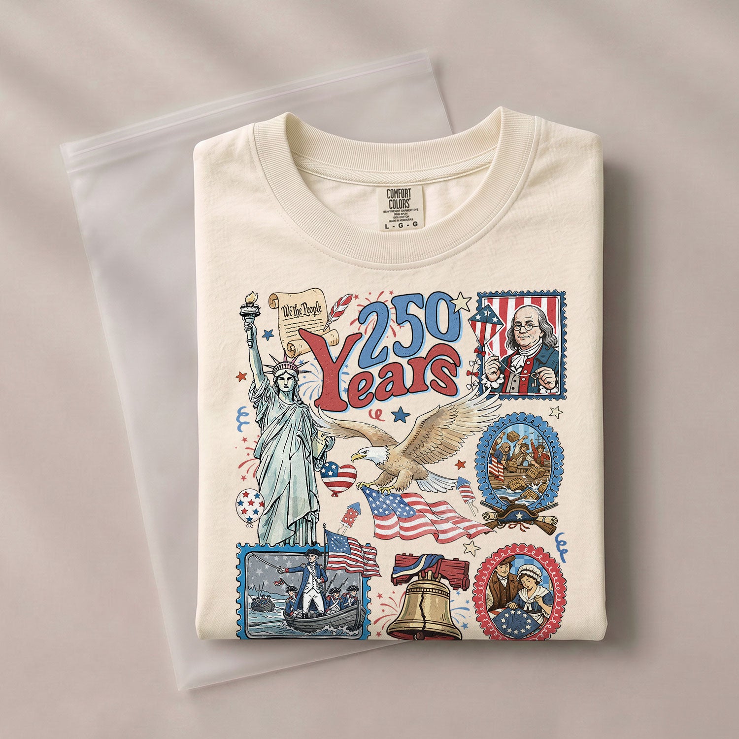250th Anniversary America 1776-2026 Shirt - Groovy Vintage Patriotic Statement Tee - Rust Field Wear
