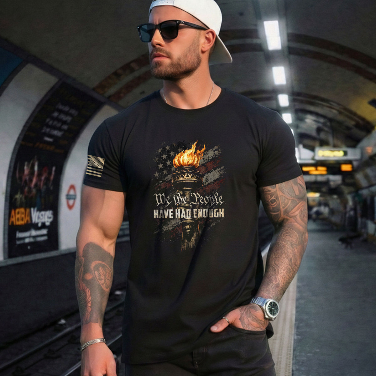 We The People Have Had Enough T-Shirt Patriotic American Flag Flaming Liberty Torch Freedom Statement Tee - Rust Field Wear